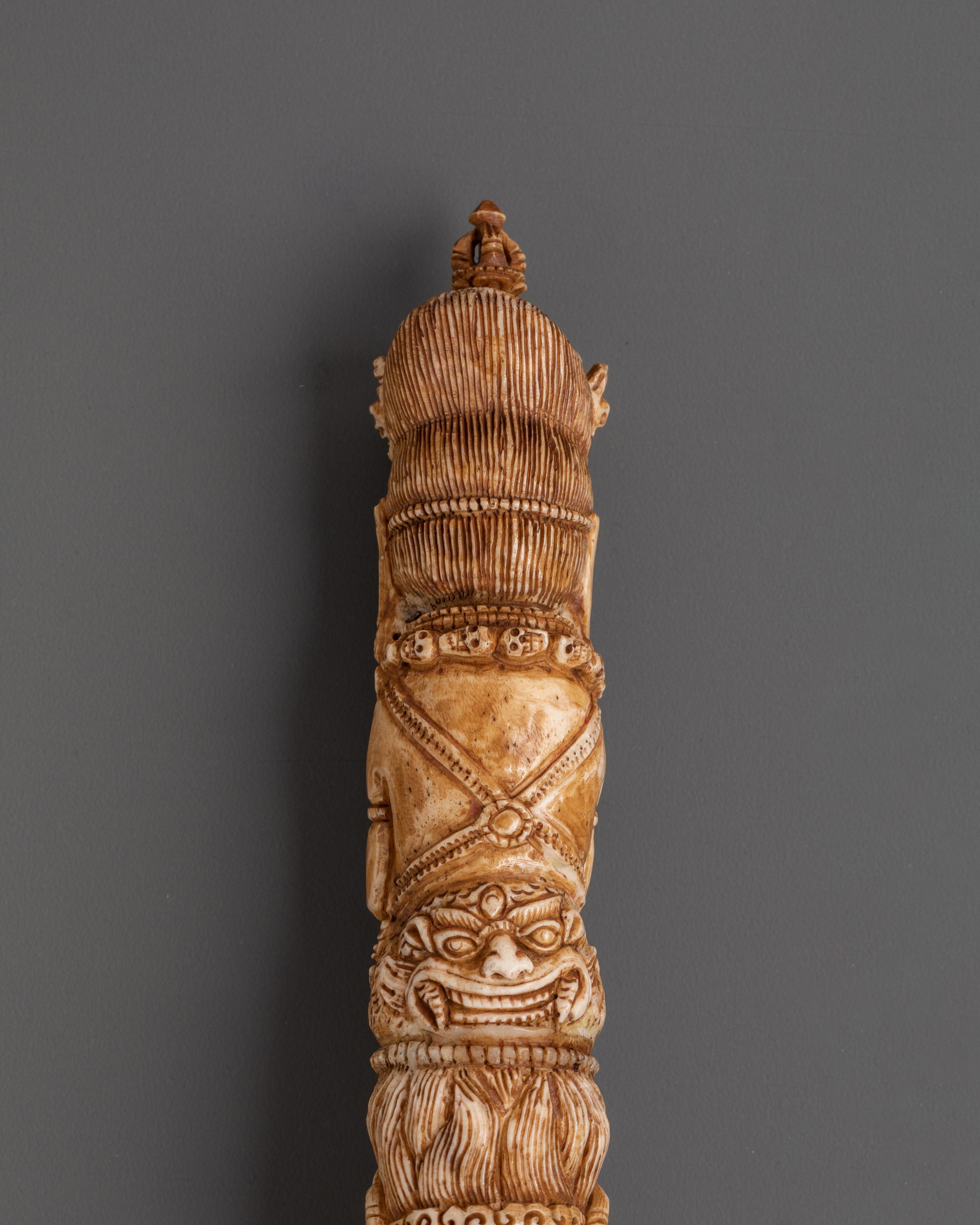 30.5 cm Buffalo Bone Phurba | Hand-Carved Ritual Dagger for Spiritual Purification