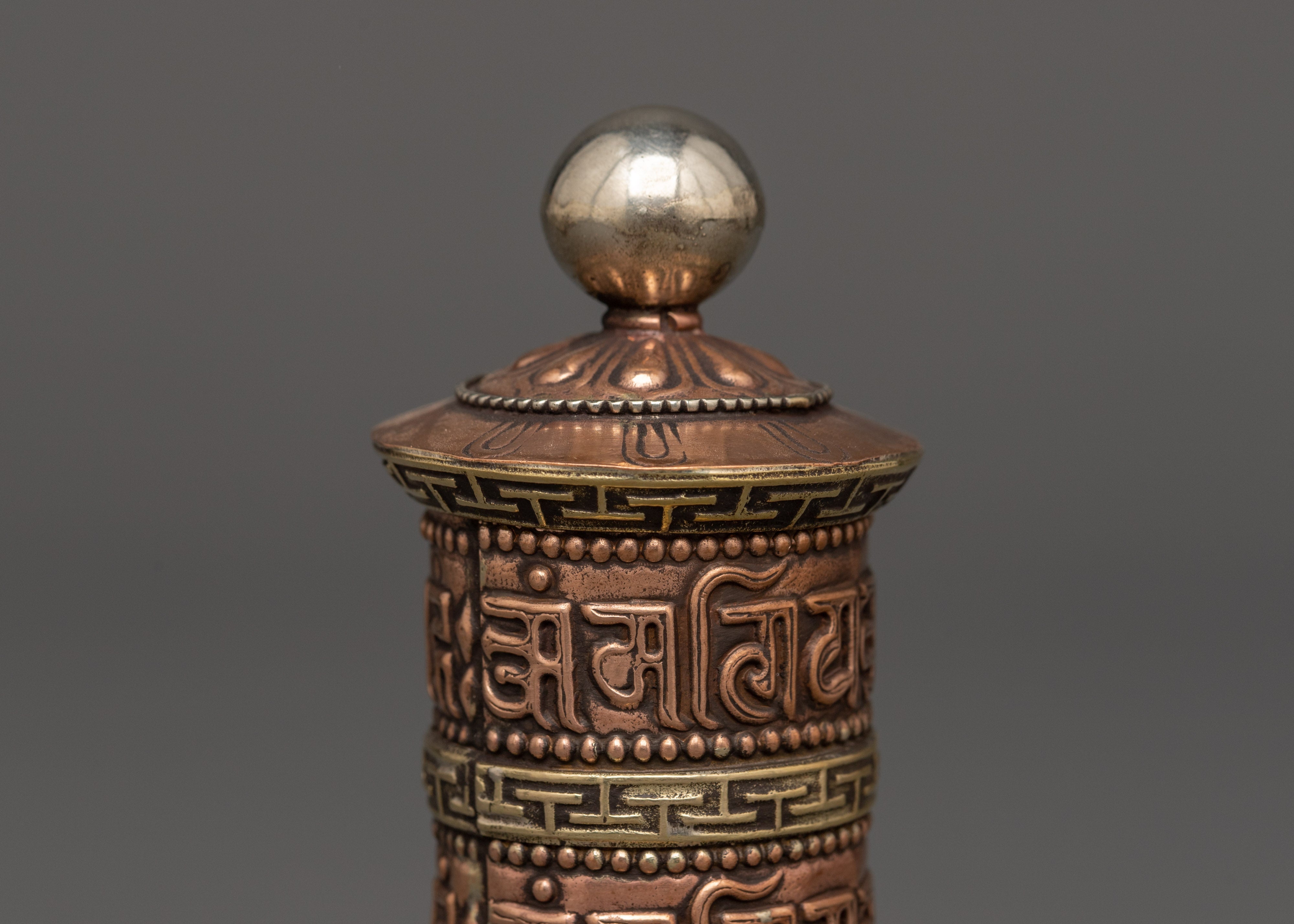 Brass Tibetan Prayer Wheel | Tabletop Spiritual Spinner