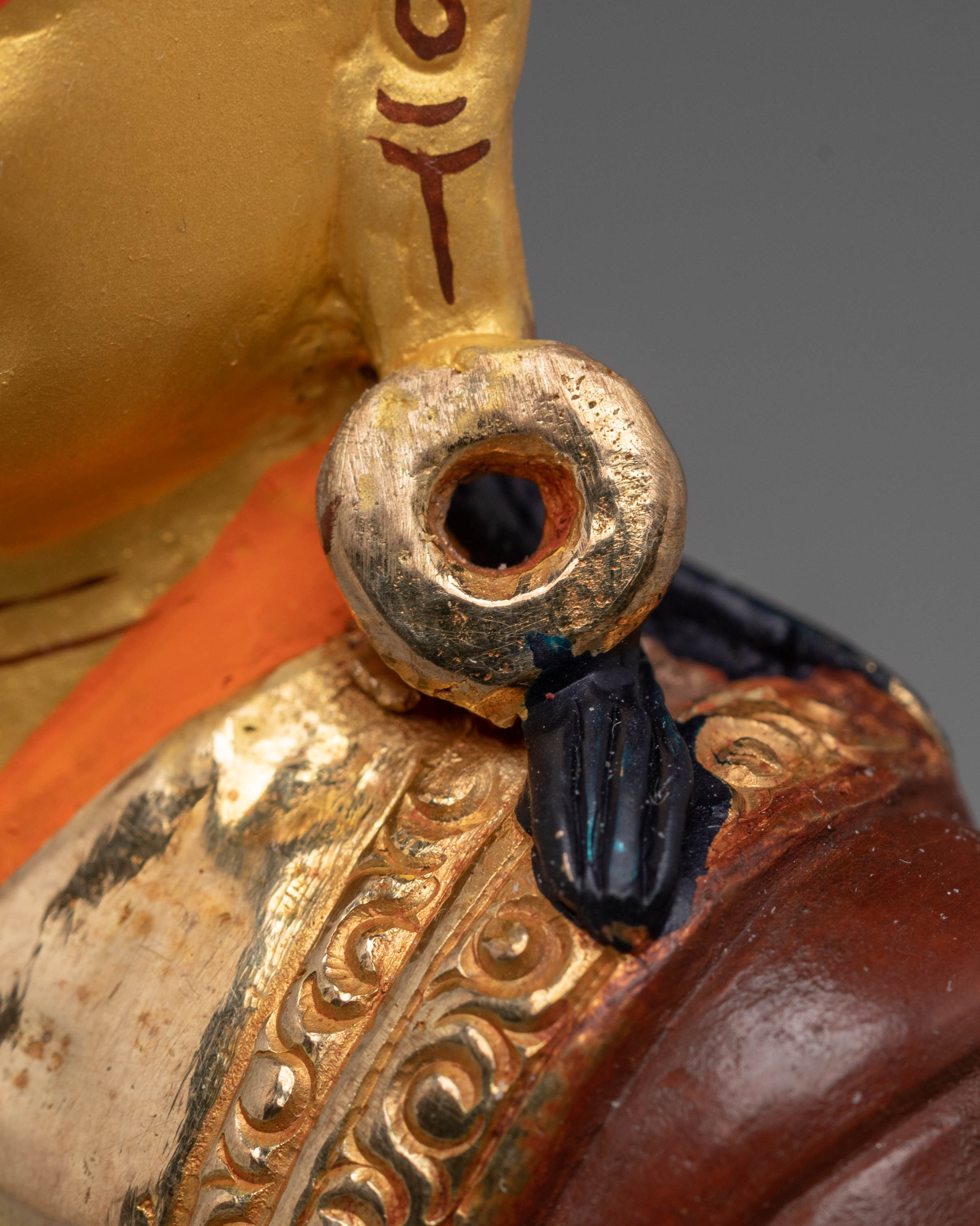 Handmade Golden Milarepa Statue | Hand-Carved Tibetan Yogi