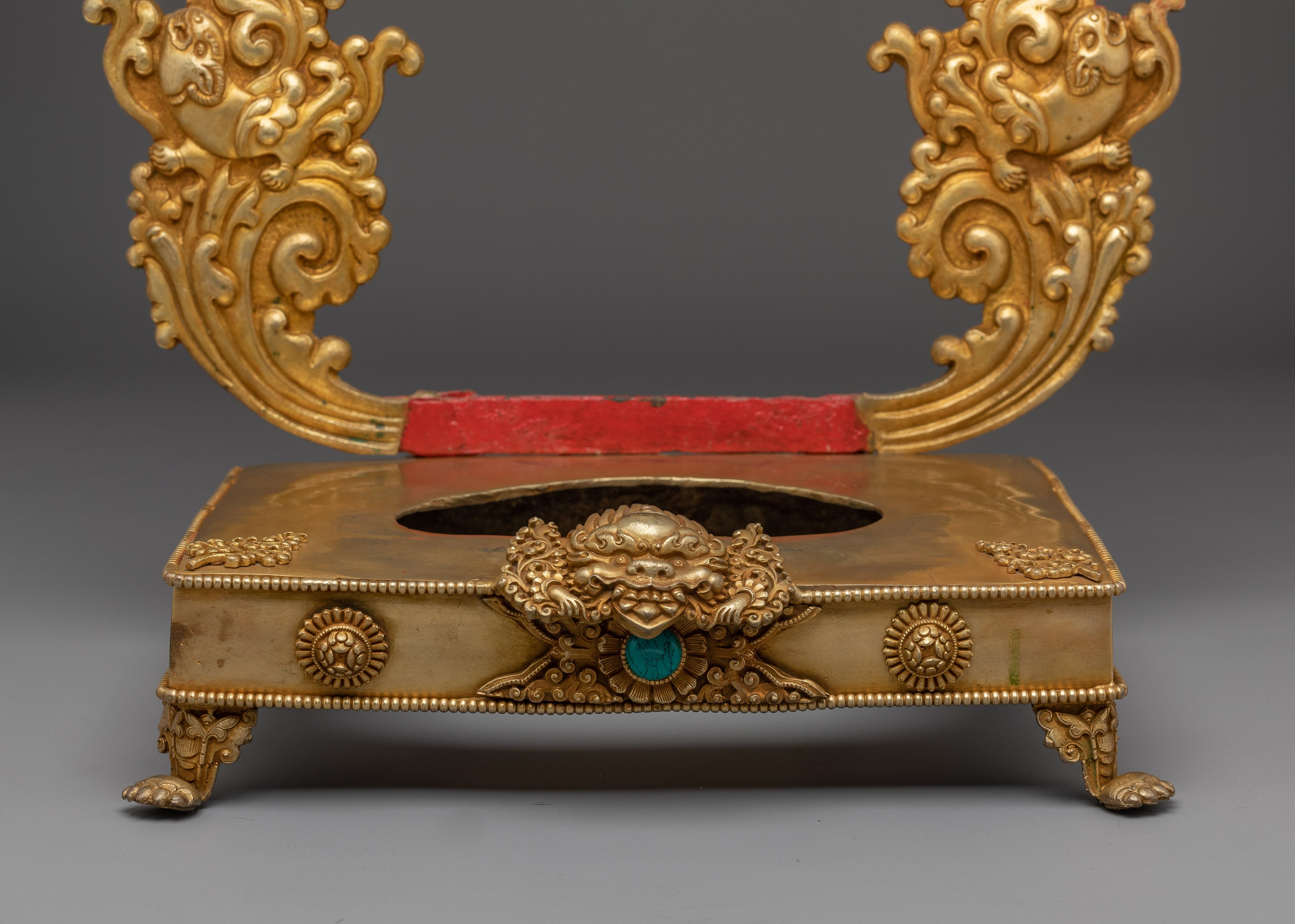 Traditional Gold-Plated, Copper Throne | Sacred Ritual Throne for Shrine
