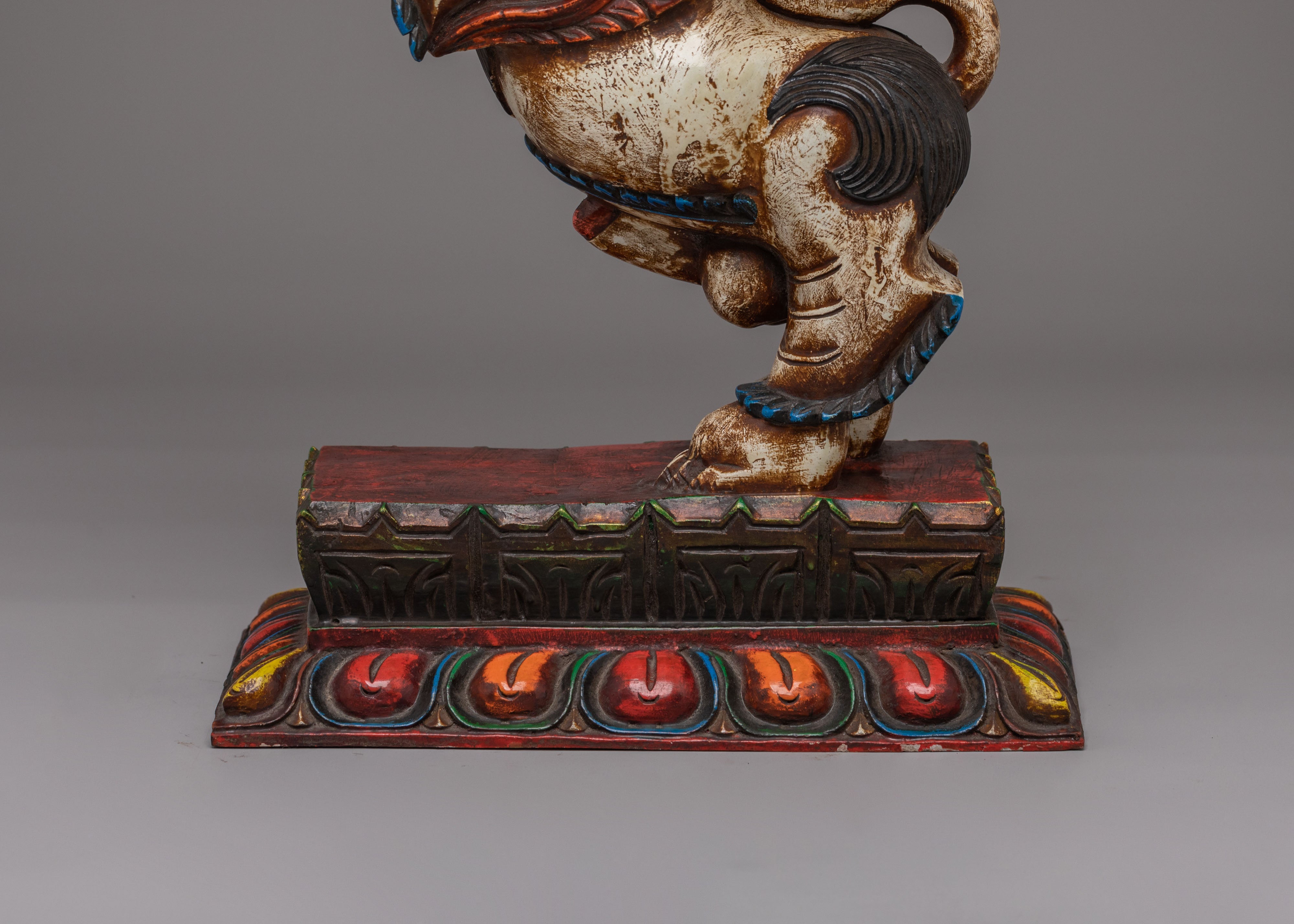 Handcrafted Sacred Guardian Lion Set | Wooden Lion Statue Set