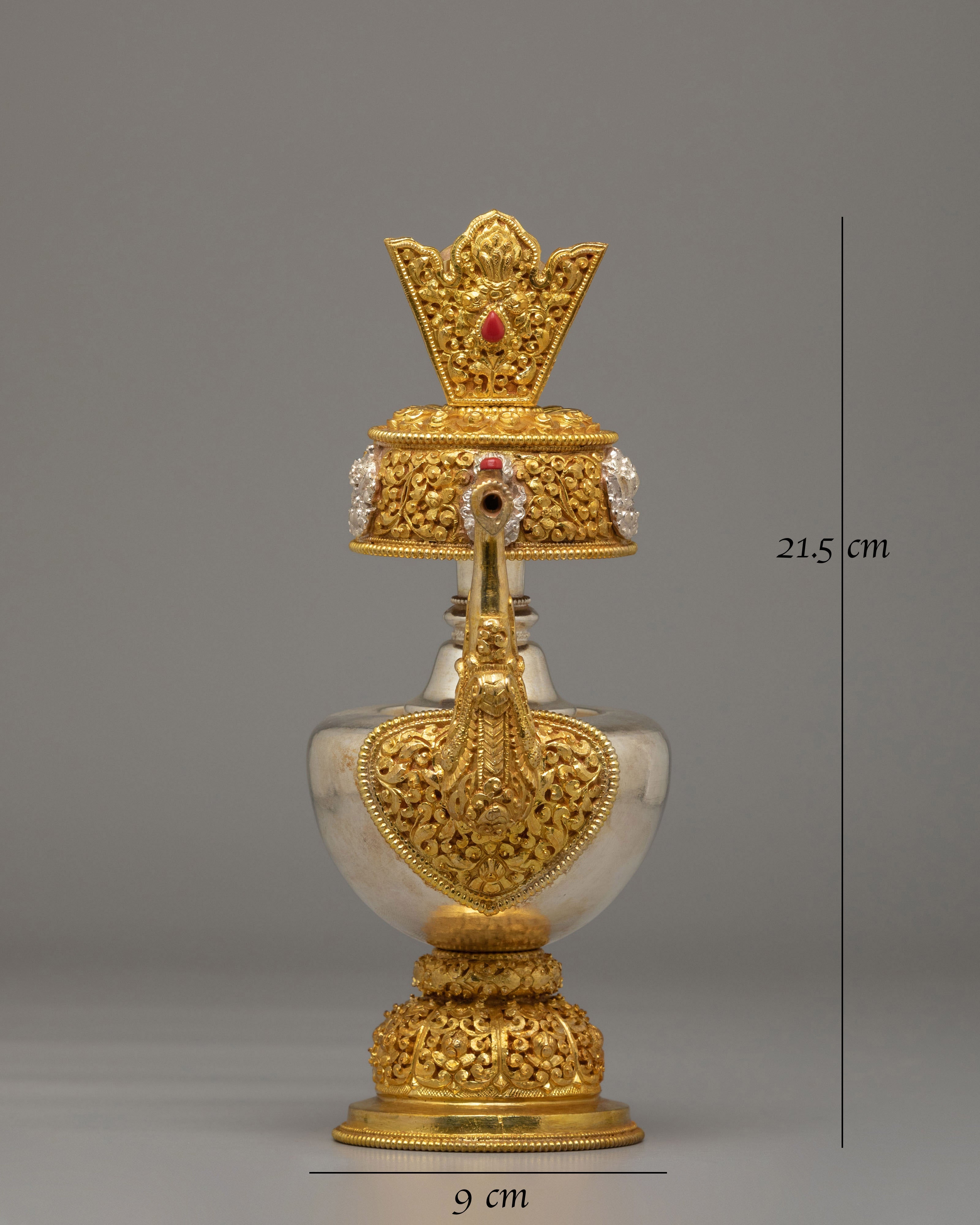Handcrafted Ritual Bhumba | Gold & Silver Plated Copper Vessel