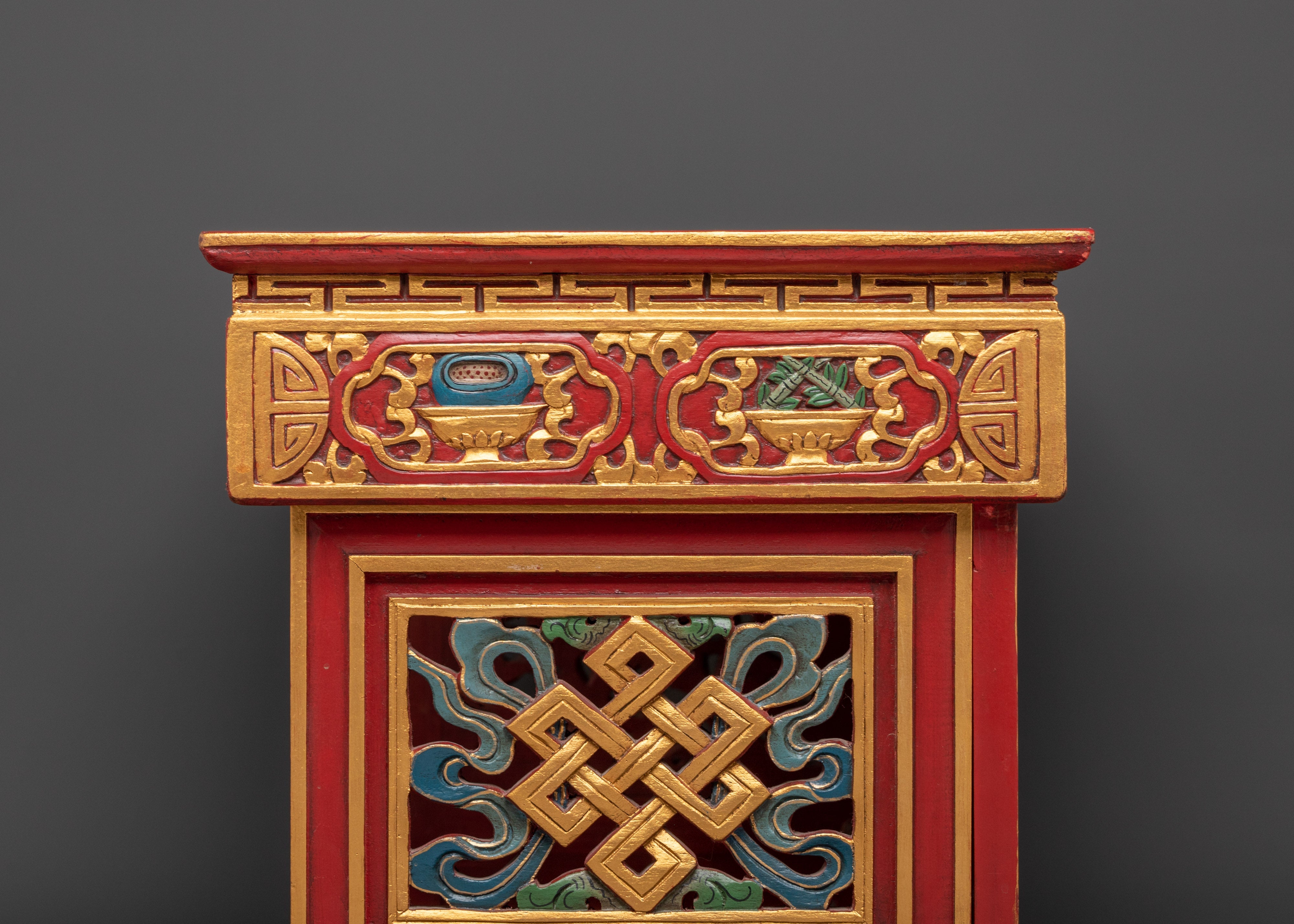 Tibetan Folding Table for Home Decor | Wooden Table with Acrylic Paintings