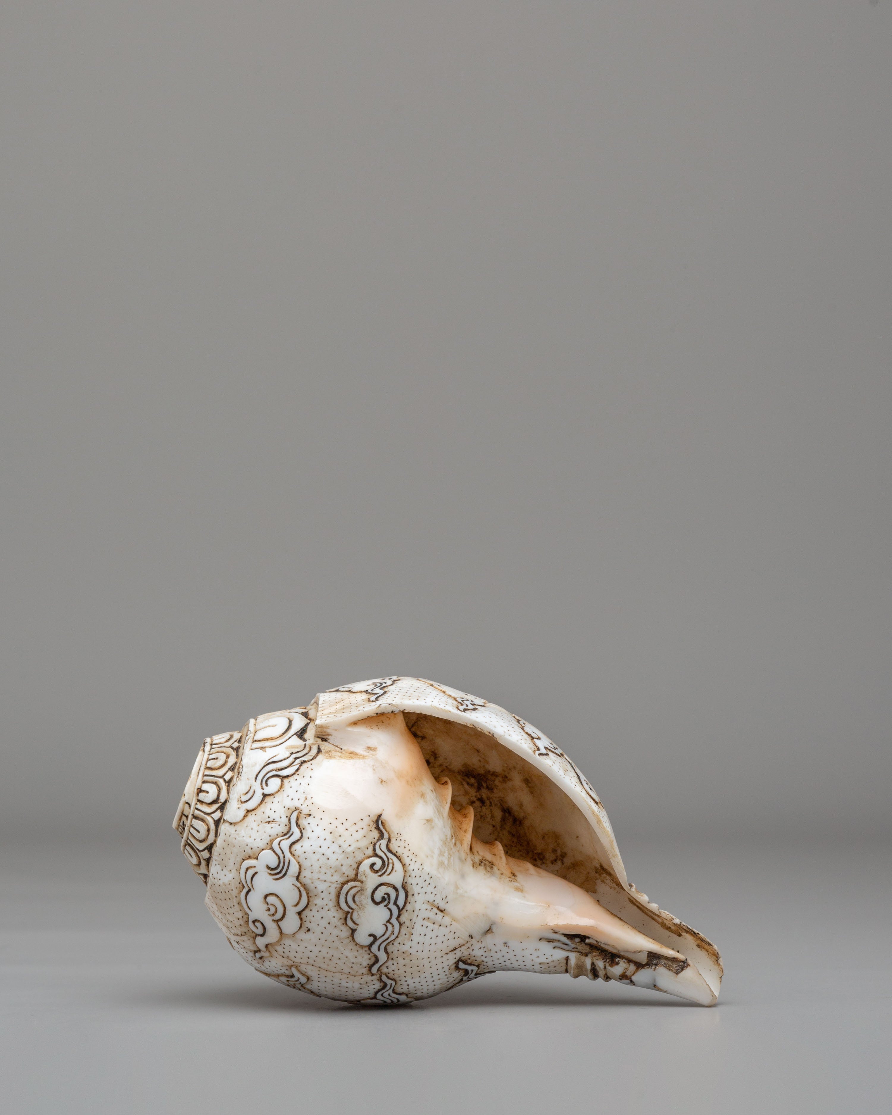 Guru Rinpoche Ritual Conch | Handcrafted Tibetan Conch for Sacred Ceremonies