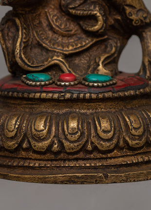 Copper Garuda Statue with Turquoise | Tibetan deity sculpture
