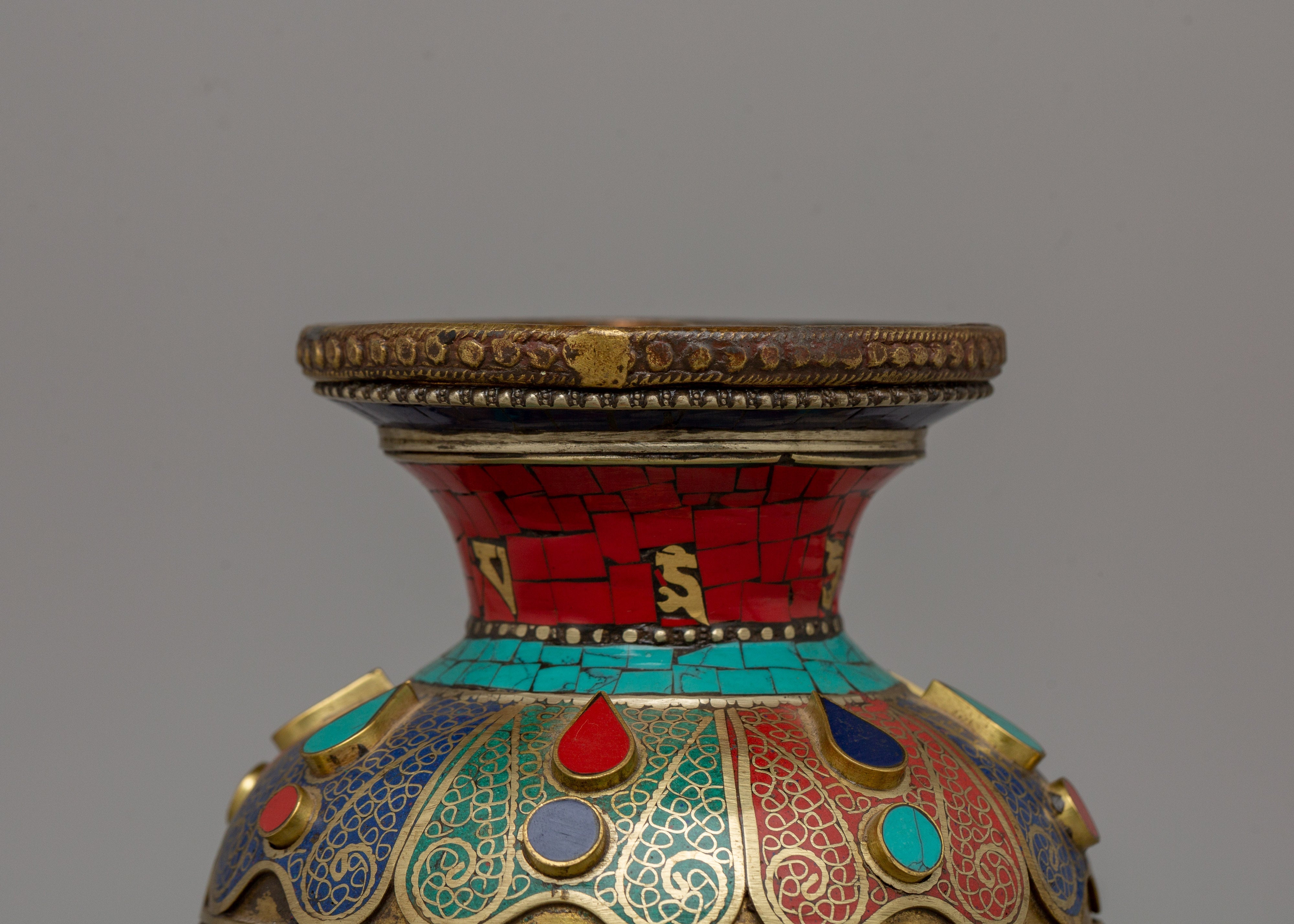 Tibetan Brass Flower Vase | Perfect for Floral Arrangements and Sacred Spaces