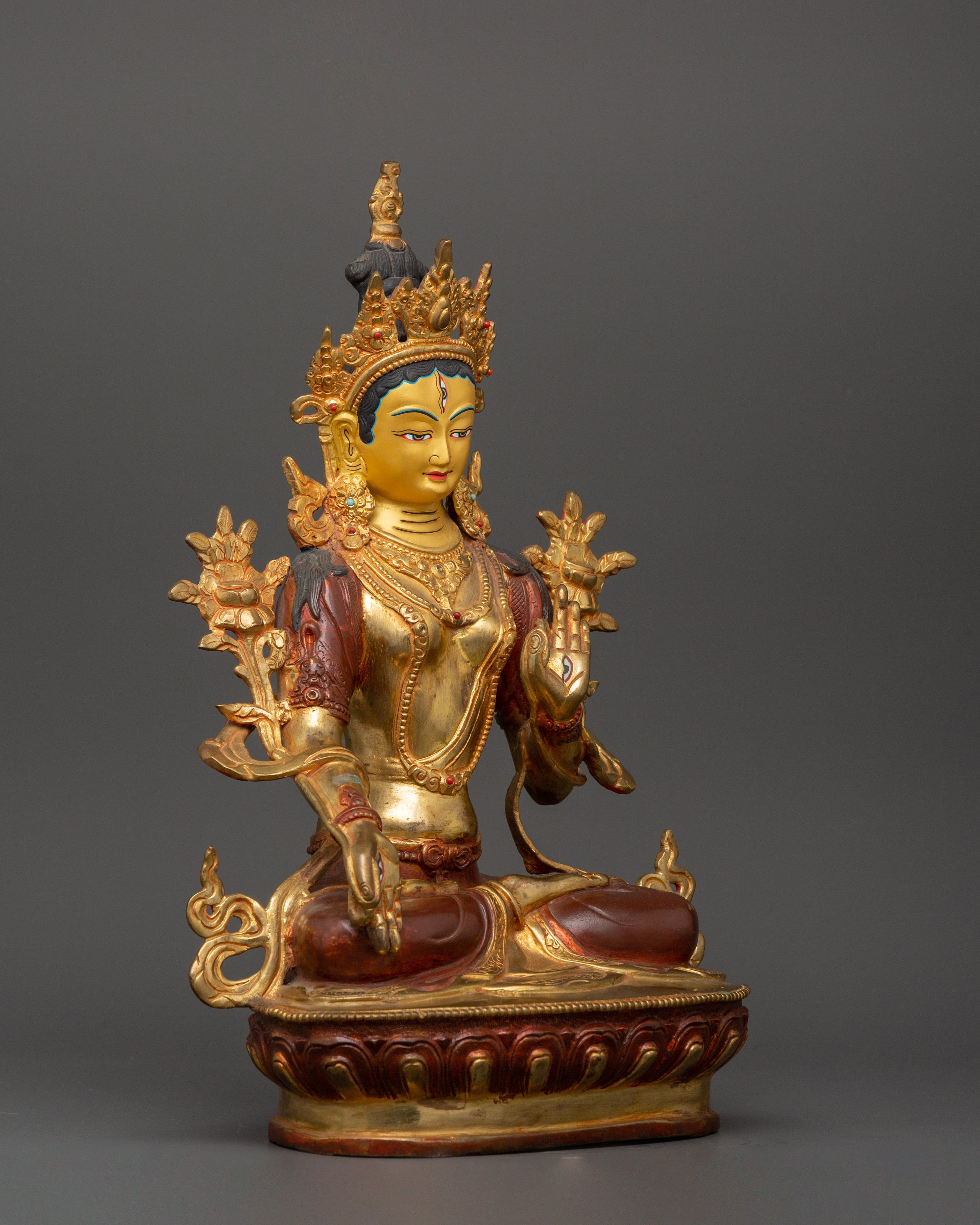 White Tara Tibetan Healing Deity Statue | Swift Action & Compassion Goddess