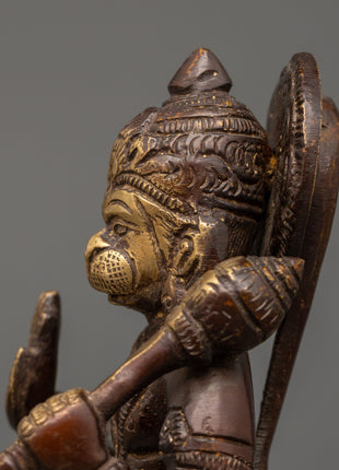 Antique-finish Brass Hanuman Statue | Spiritual Decor
