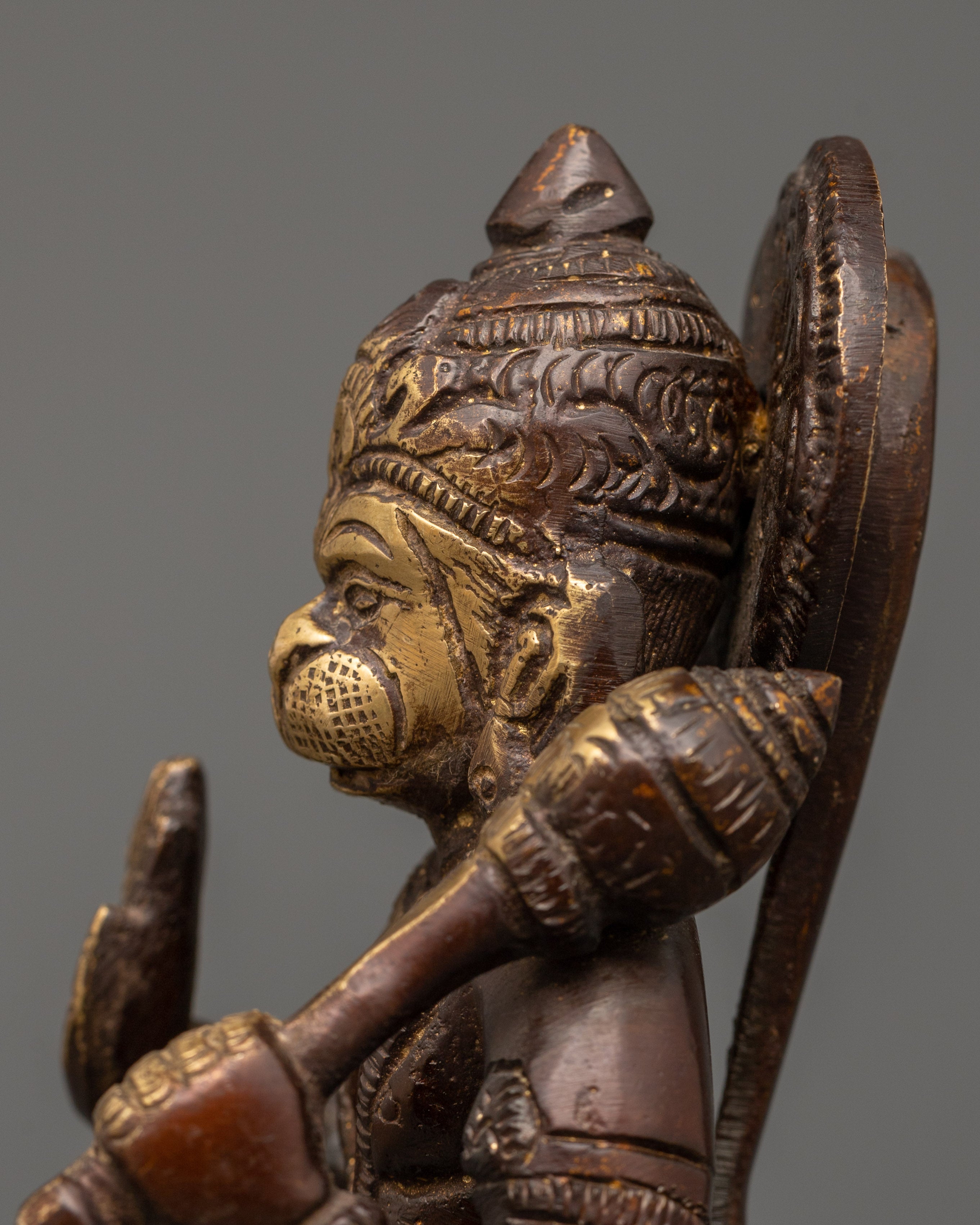 Antique-finish Brass Hanuman Statue | Spiritual Decor