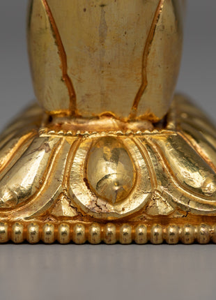Gold-Plated Dharma Wheel with Deer Set | Spiritual Meditation Gift