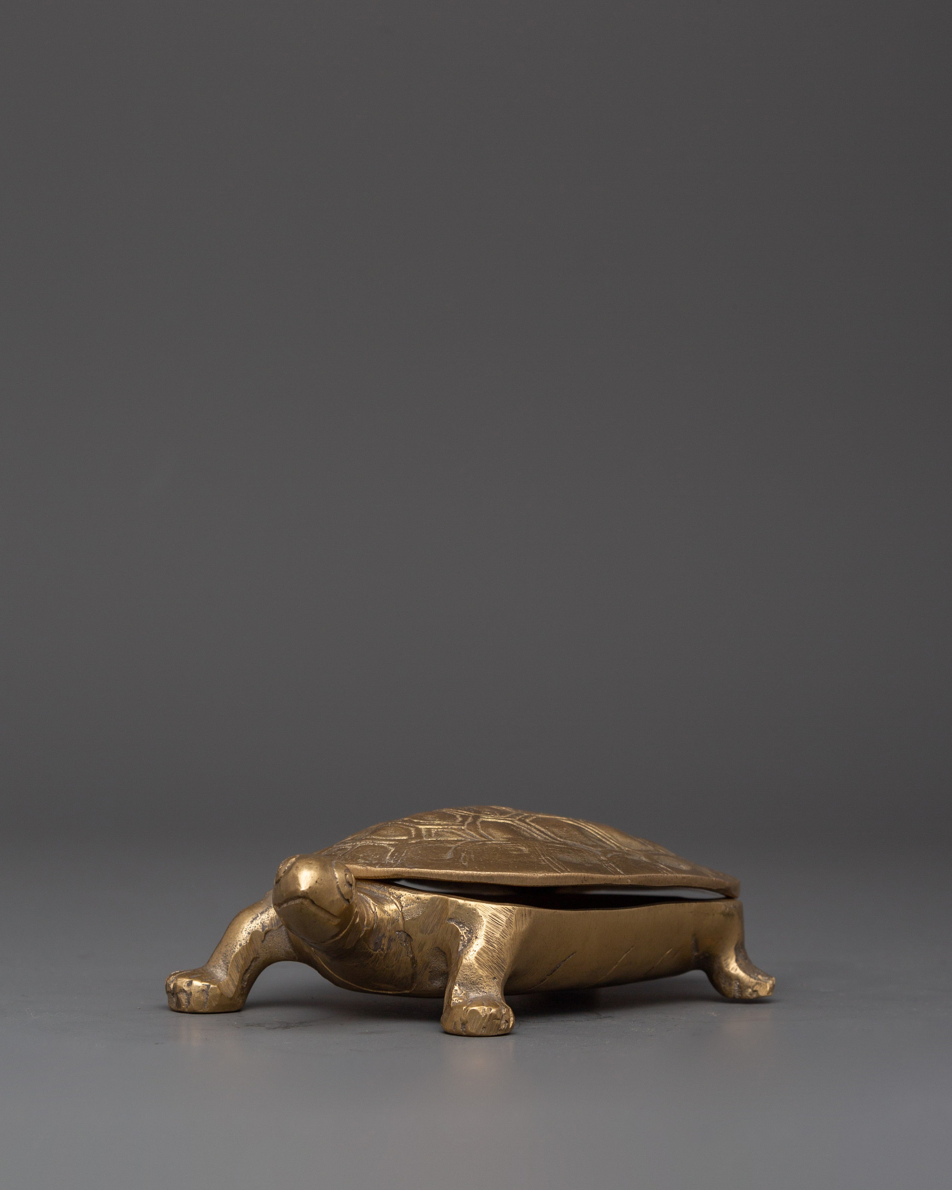 Handcrafted Tortoise Shape Container | Brass Turtle Decorative Vessel