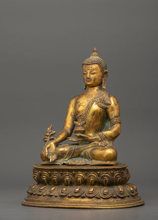 Medicine Buddha Sculpture | Gold Plating Healing Buddha