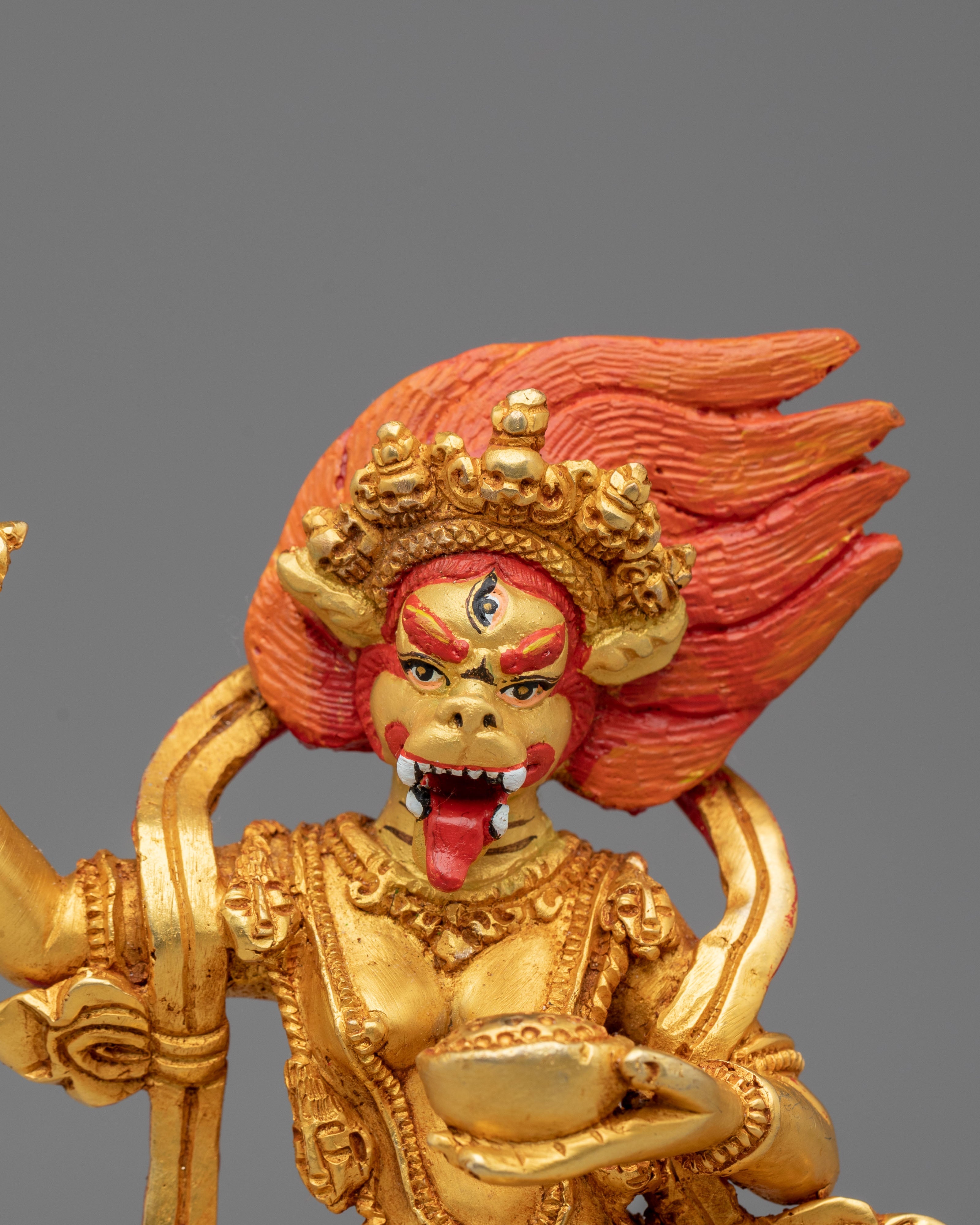 Handmade Buddhist Simhamukha Statue | Tibetan Goddess Sculpture