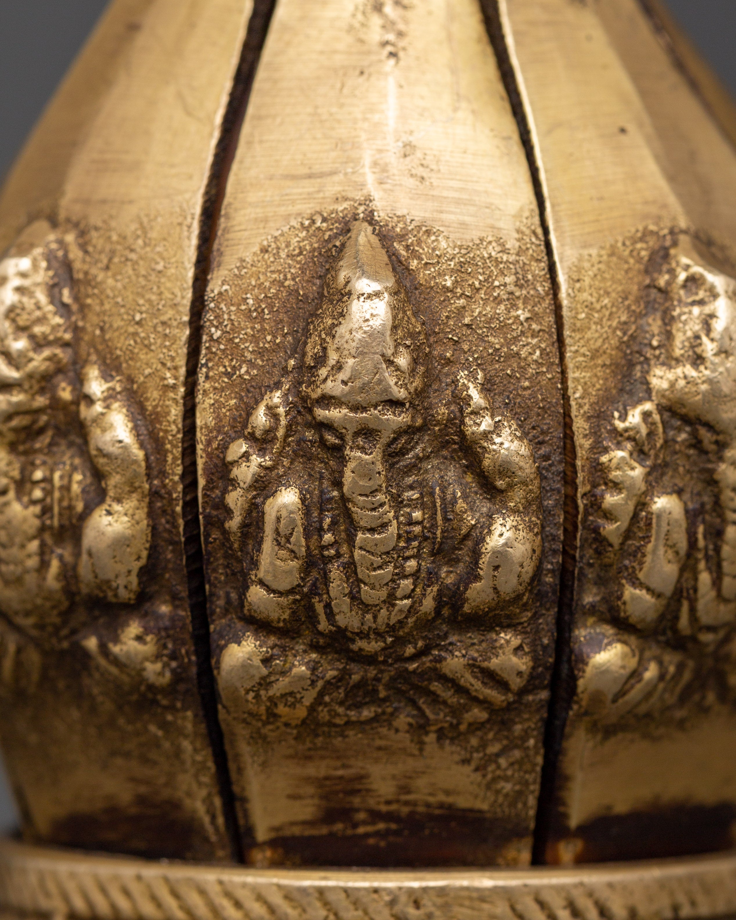 Traditional Brass Lotus Flower Oil Lamp | Ganesha Motif Hindu Diya for Puja
