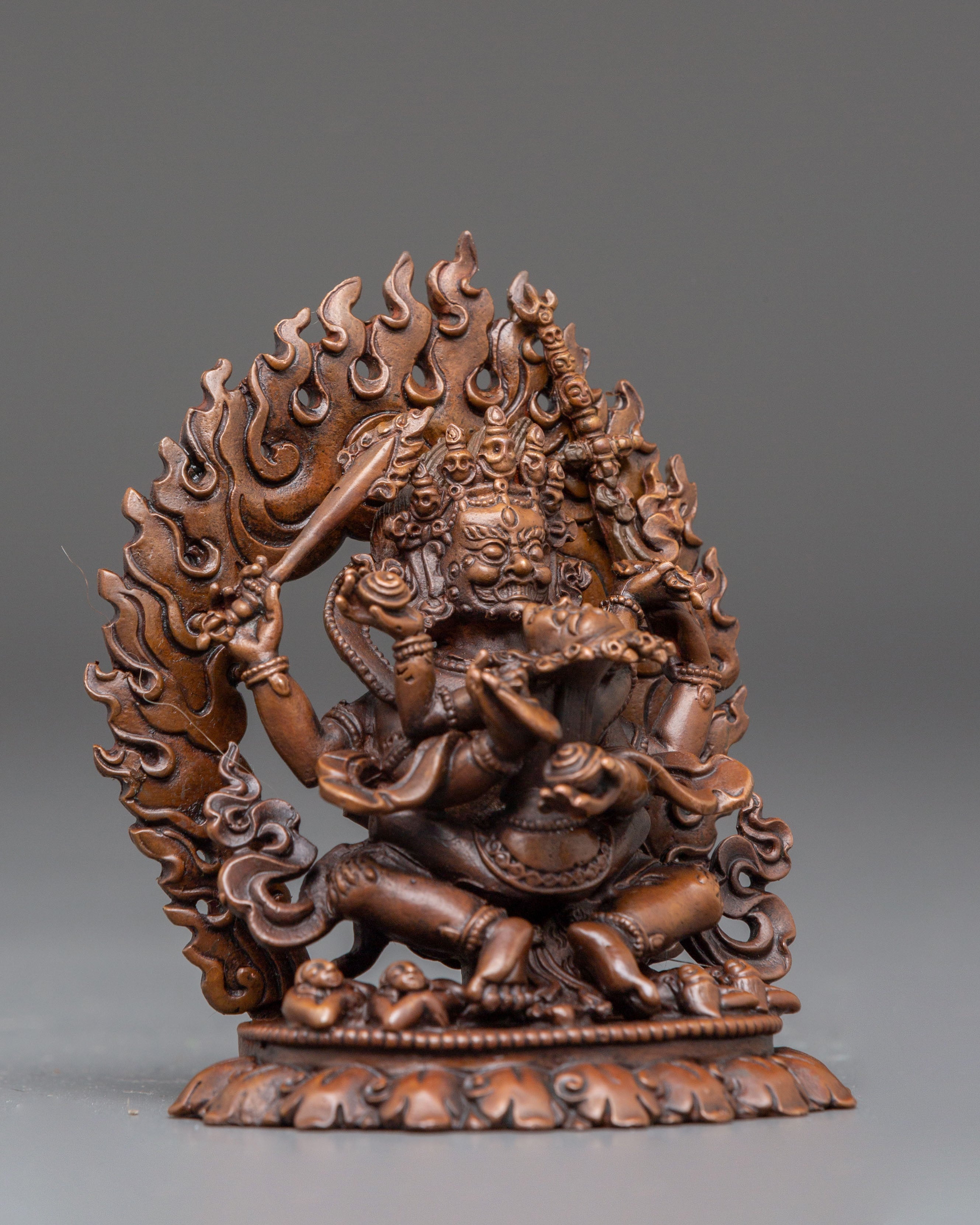 Buddhist Guardian 4 Armed Mahakala | Tibetan Wrathful God Figurine