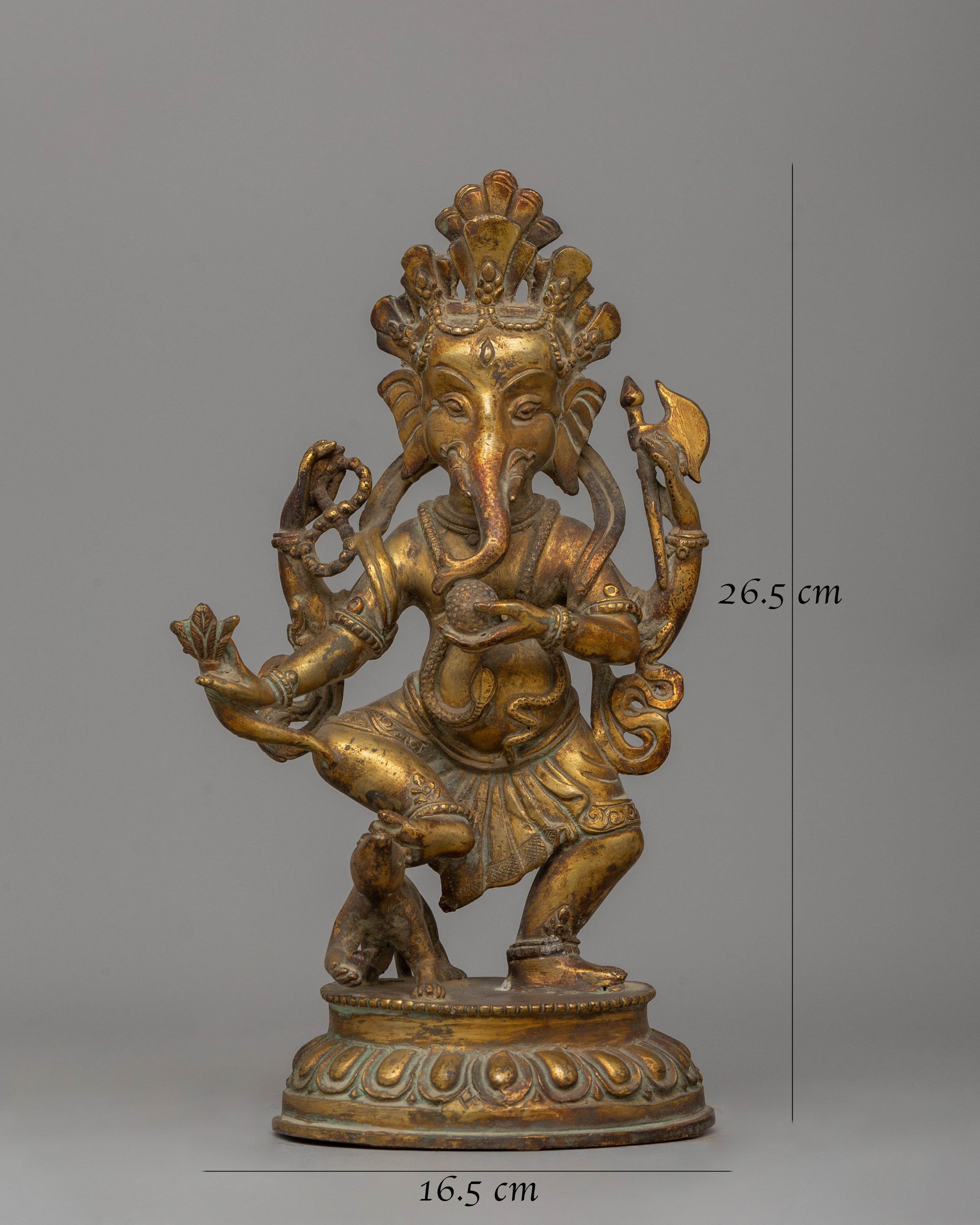 Gold Plated Standing Ganesh Statue | The Sacred Remover of Obstacles