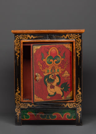 Handcrafted Tibetan Wooden Cabinet | Intricate Handcarving