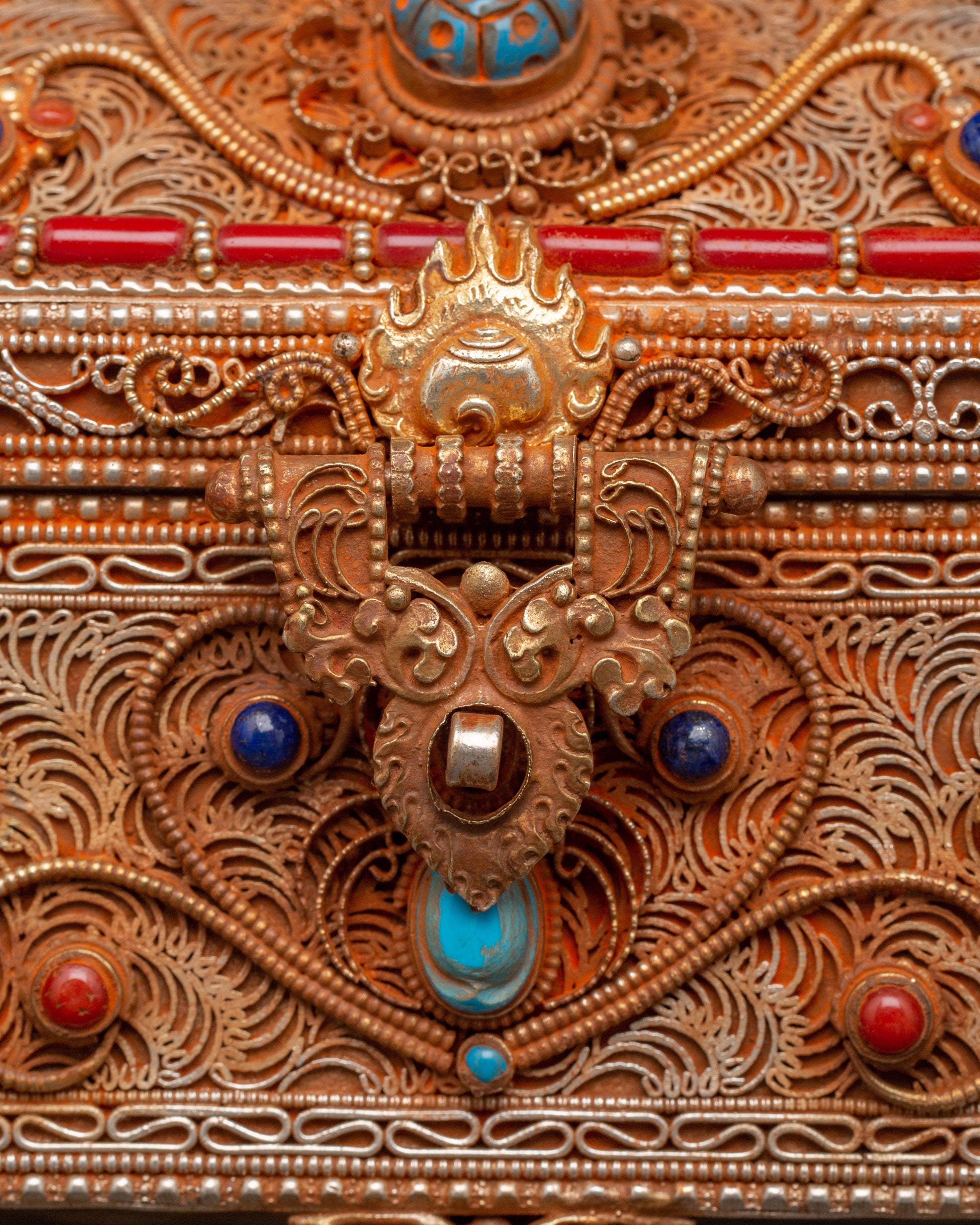 Tibetan Treasure Box with Coral | Sacred Stones & Buddhist Symbolism