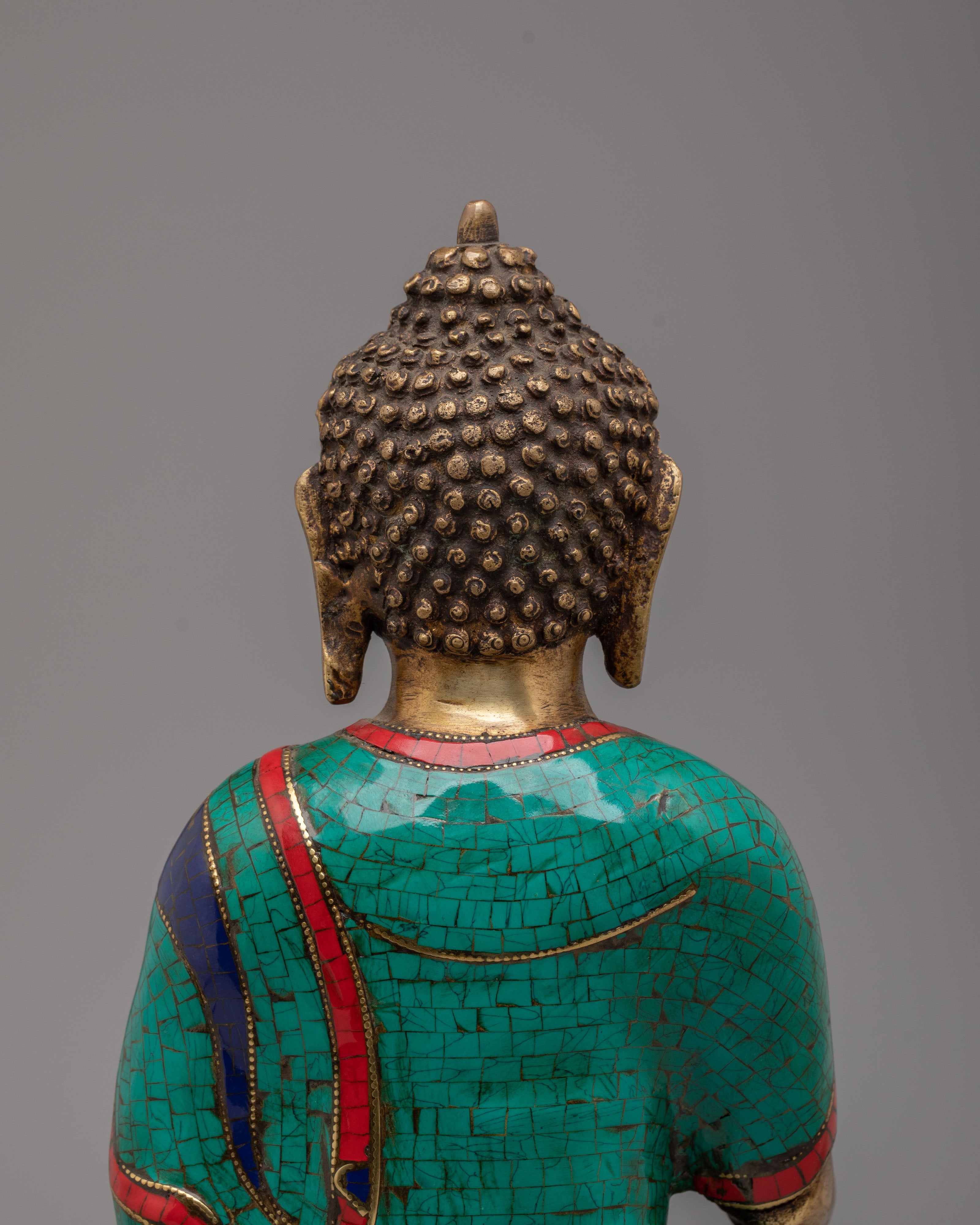 Scared Shakyamuni Buddha Statue | Handcrafted Brass Statue with Gemstones