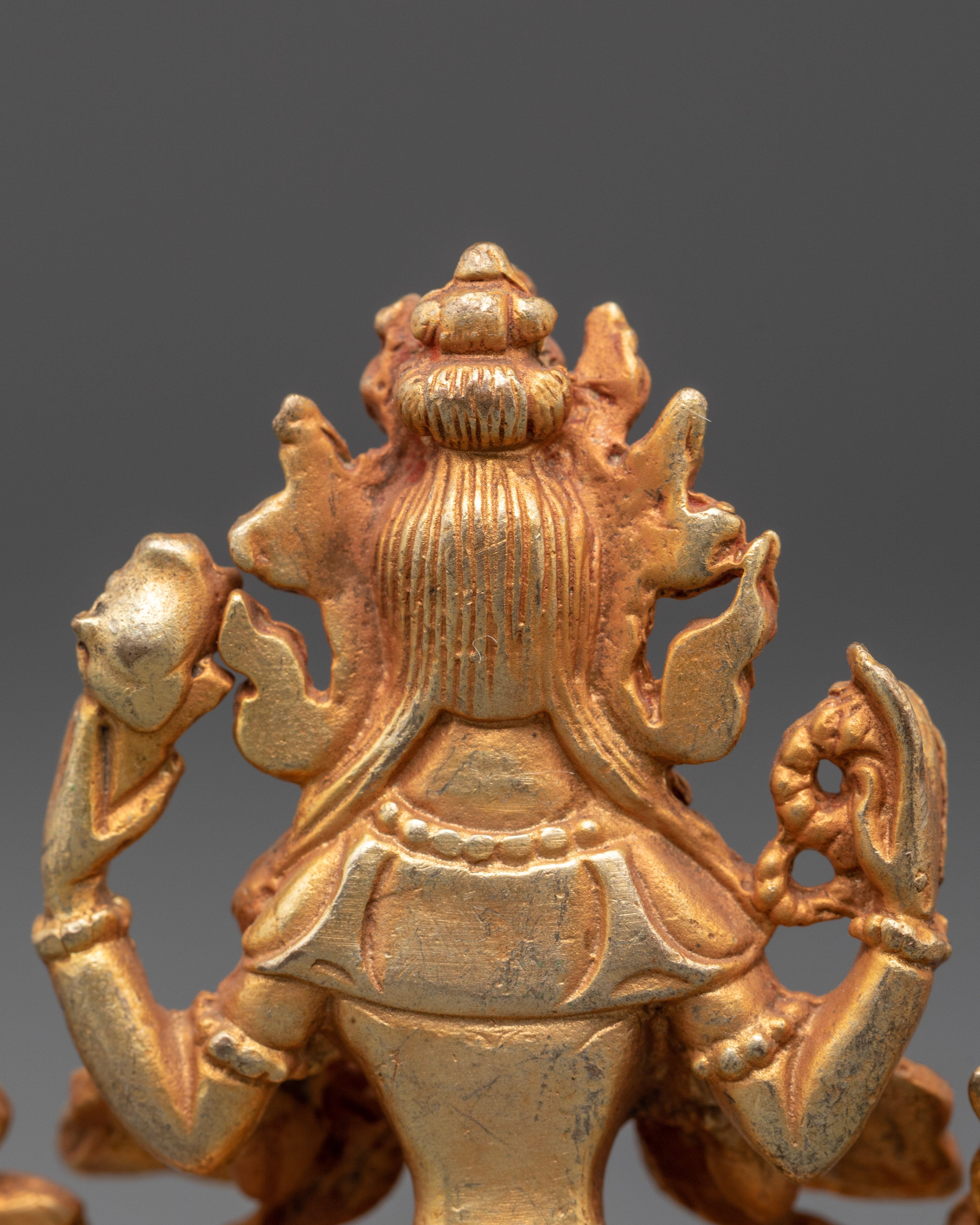Handmade Gold Plated Chenrezig Statue | Tibetan Compassion Figurine