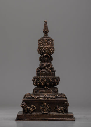 Traditional Handmade Tibetan Brass Stupa | Icon of Harmony, Protection, and Wisdom