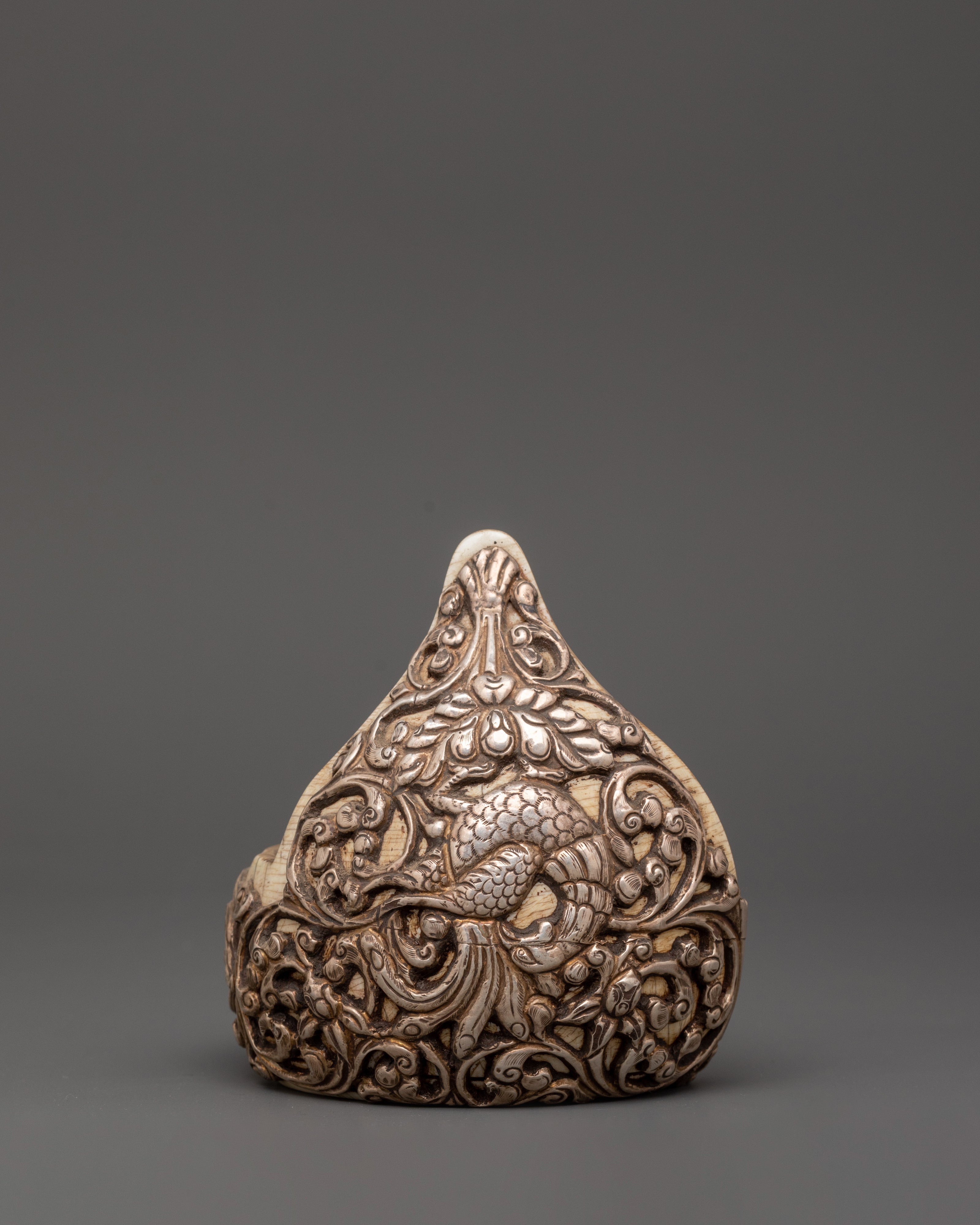 Conch Shell and Pure Silver Bangle | Hand-Carved Ritual Jewelry