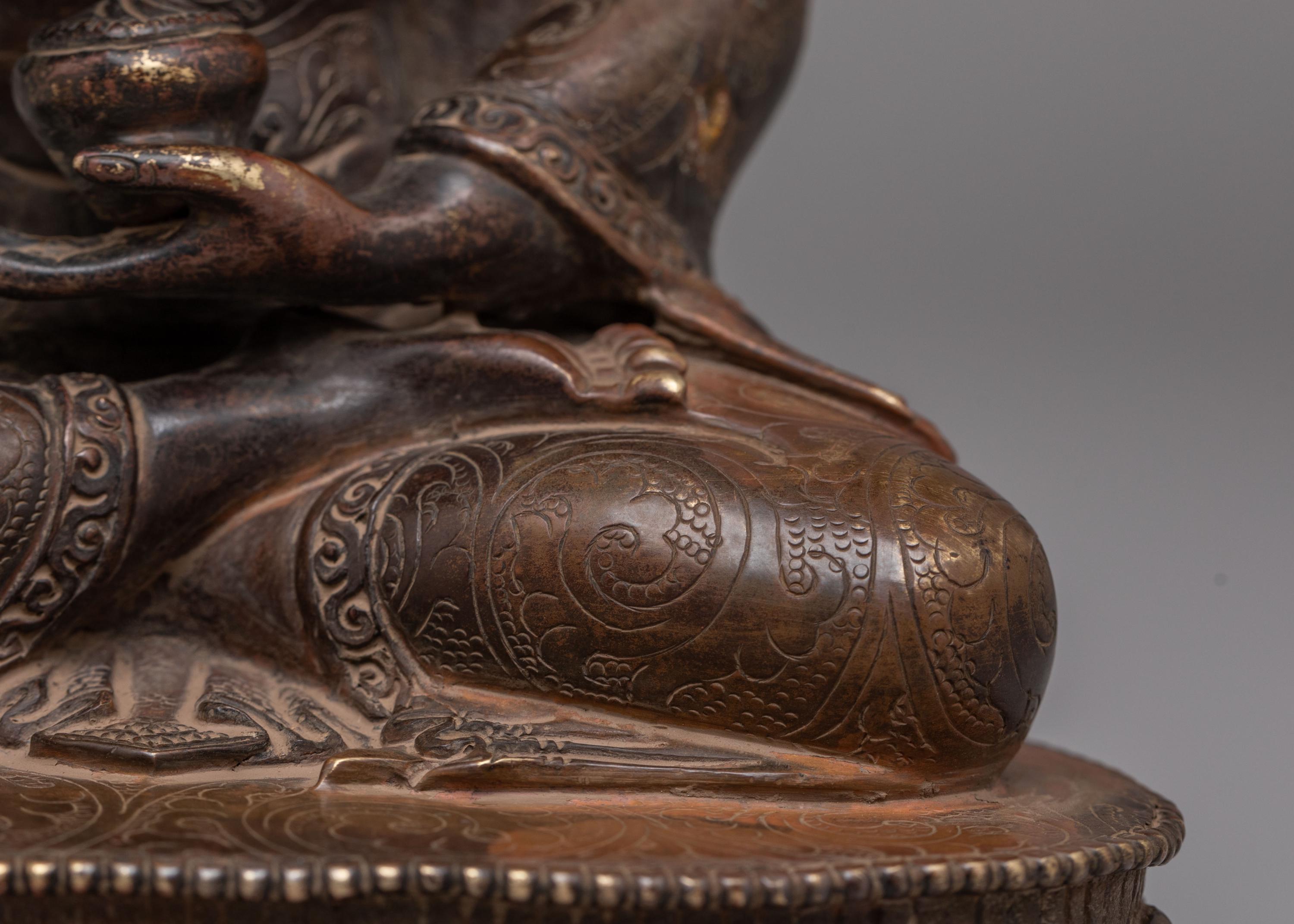 Amogasiddhi Buddha Deity Statue | Oxidized Copper Body