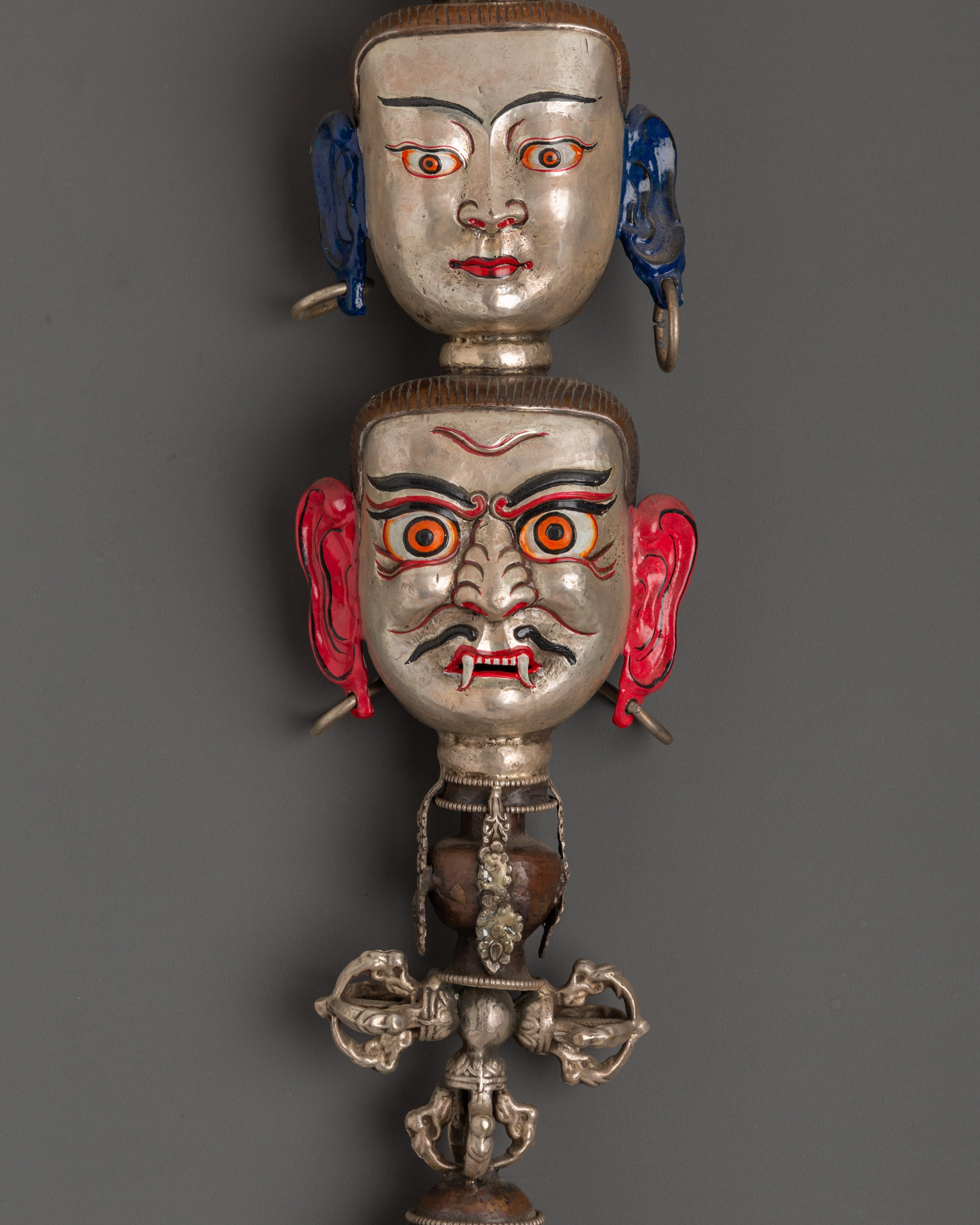 Handcrafted Tibetan Khatan Ritual Dagger | Three-Faced Sacred Artifact