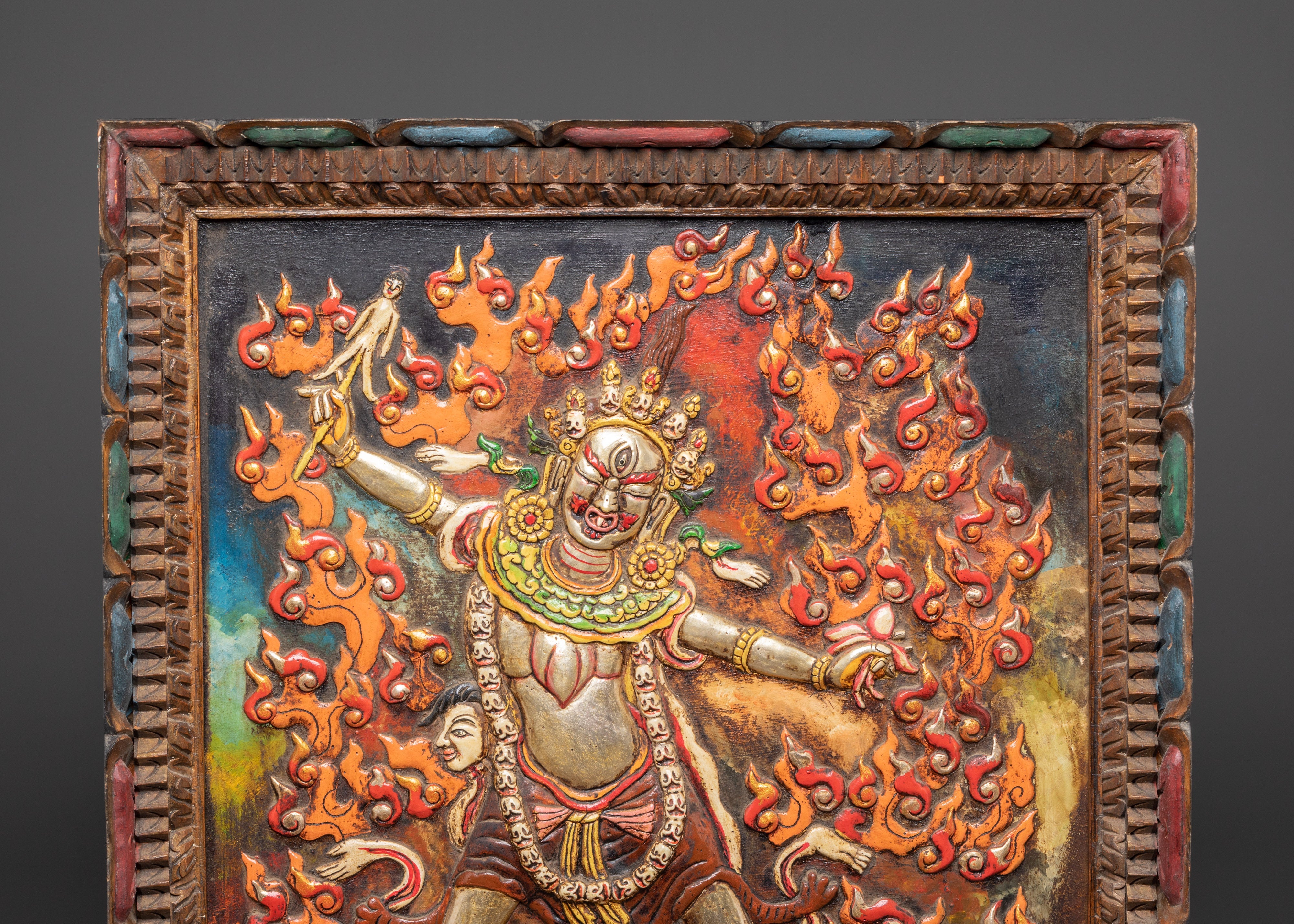 Ekajati Wooden Crafted Wall Hanging | Tibetan Buddhist Wall Art