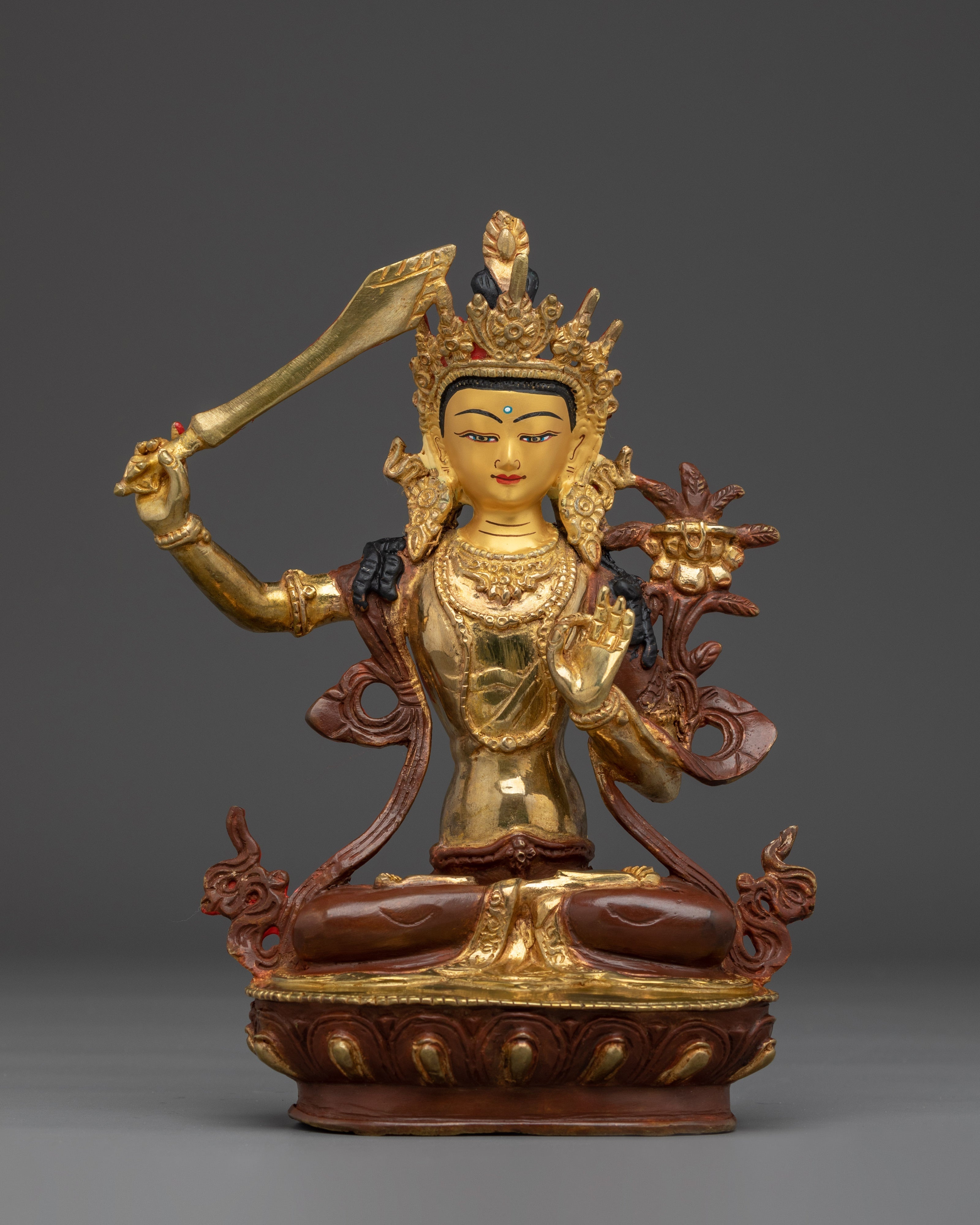  Manjushri statue with 24K Gold Gilding
