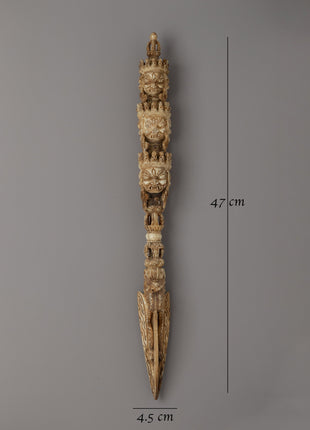 Handcarved Nine Face Phurba | A Sacred Tibetan Buffalo Bone Ritual Dagger
