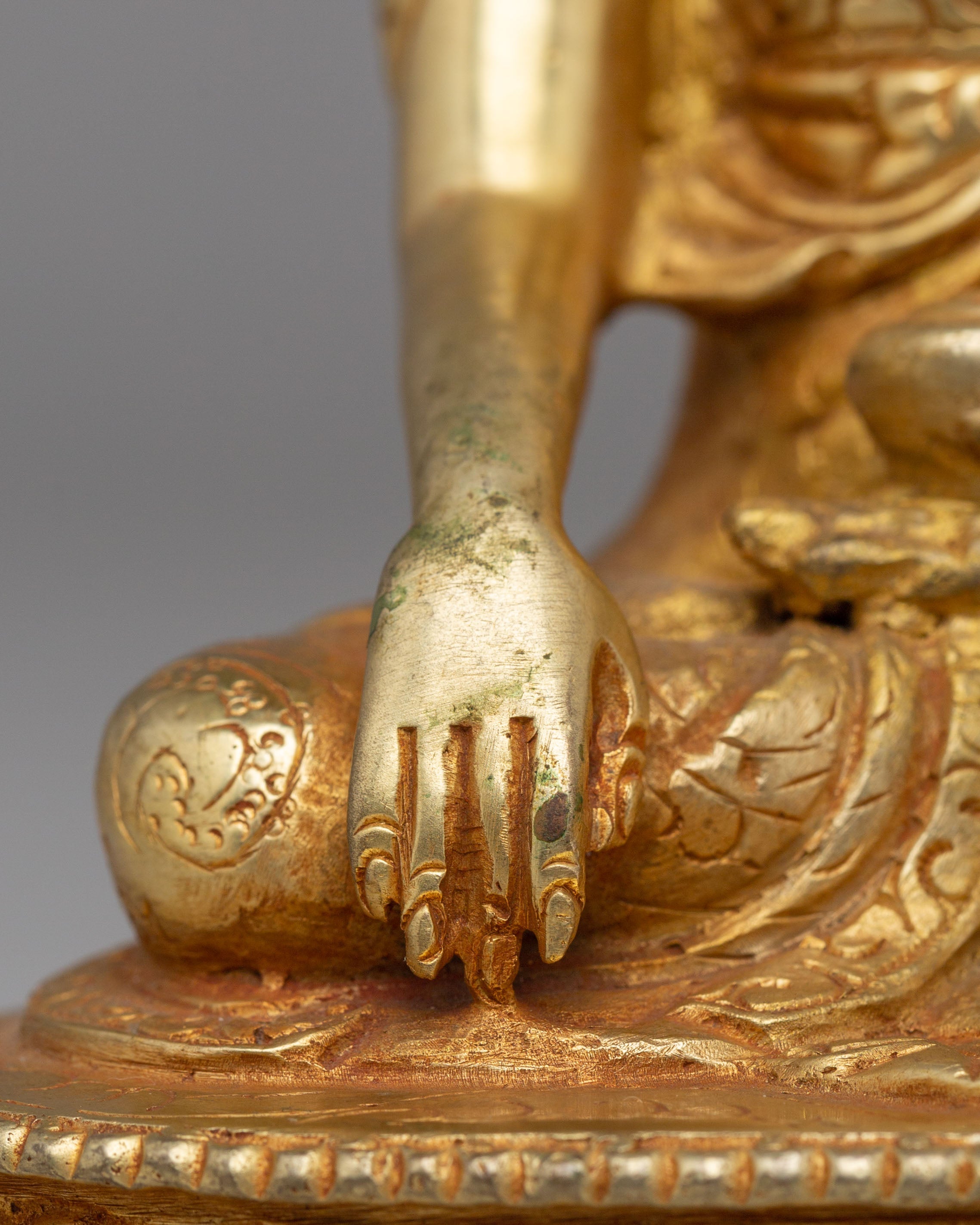 Historic Shakyamuni Buddha Altar Statue | Sacred Gold Plated Copper Buddha for Meditation