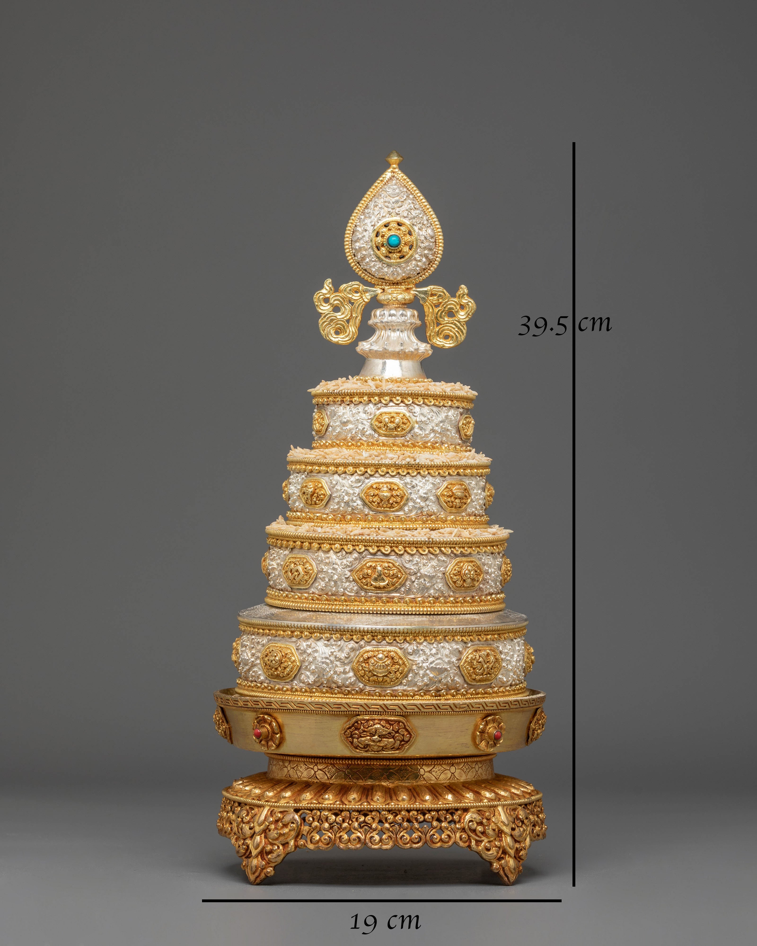 Tibetan Buddhist Mandala Set for Decor | Pure Silver & Fire Gold Mandala