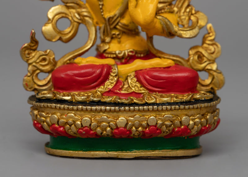 Gold-Plated Manjushri Sculpture |  Wisdom and Enlightenment Buddhist Sculpture