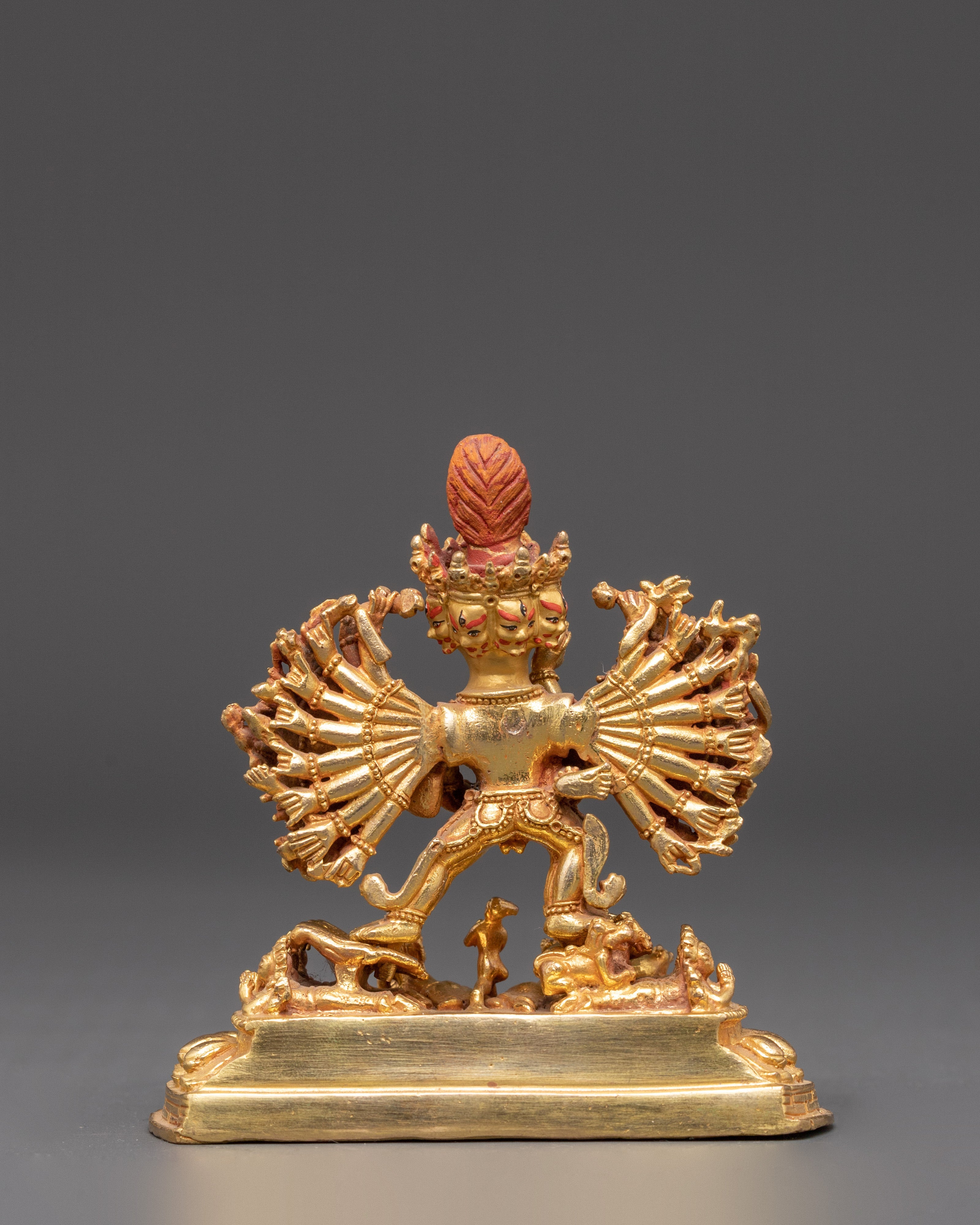 Yamantaka Gold Plated Statue | Tibetan Buddhist Deity Sculpture