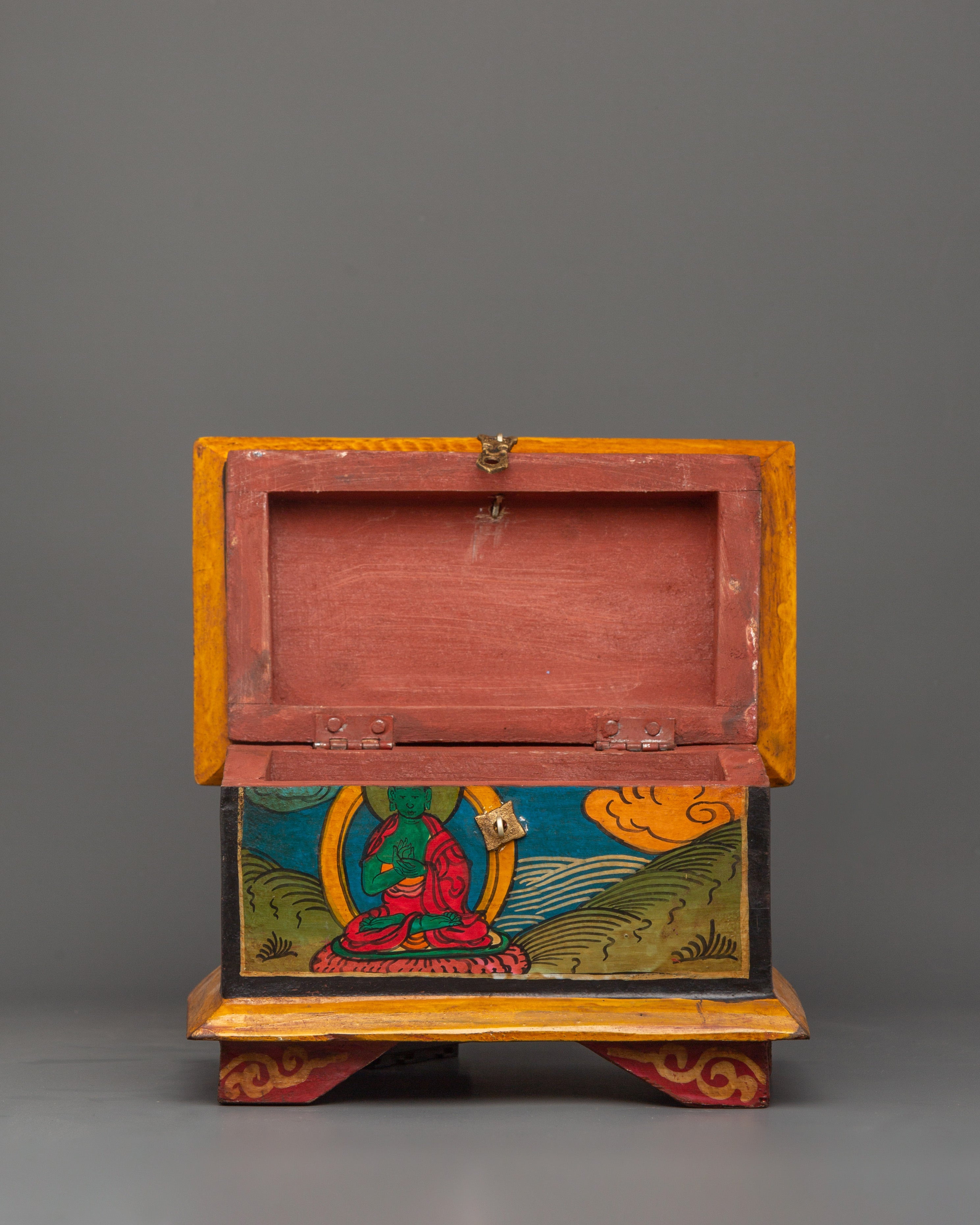 Box with Amoghasiddhi Buddha Painting | Hand-Painted Sacred Storage