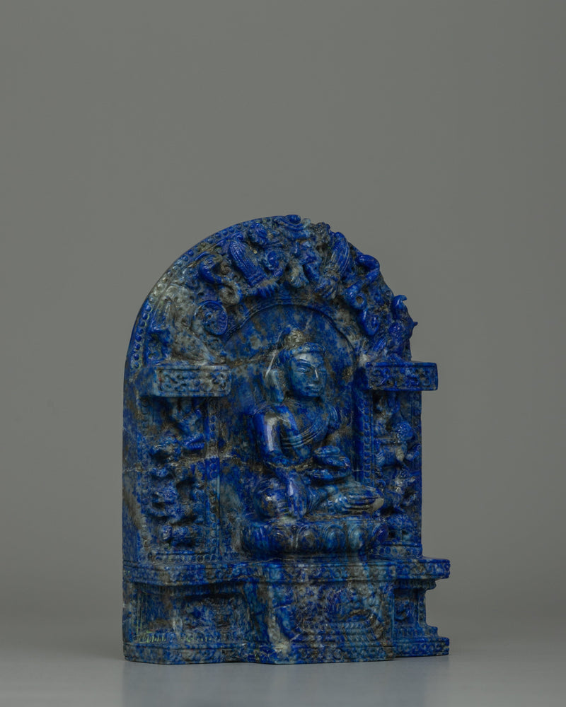 Lapis Lazuli Buddha Shakyamuni Statue | Exquisite Detail and Original Gemstone