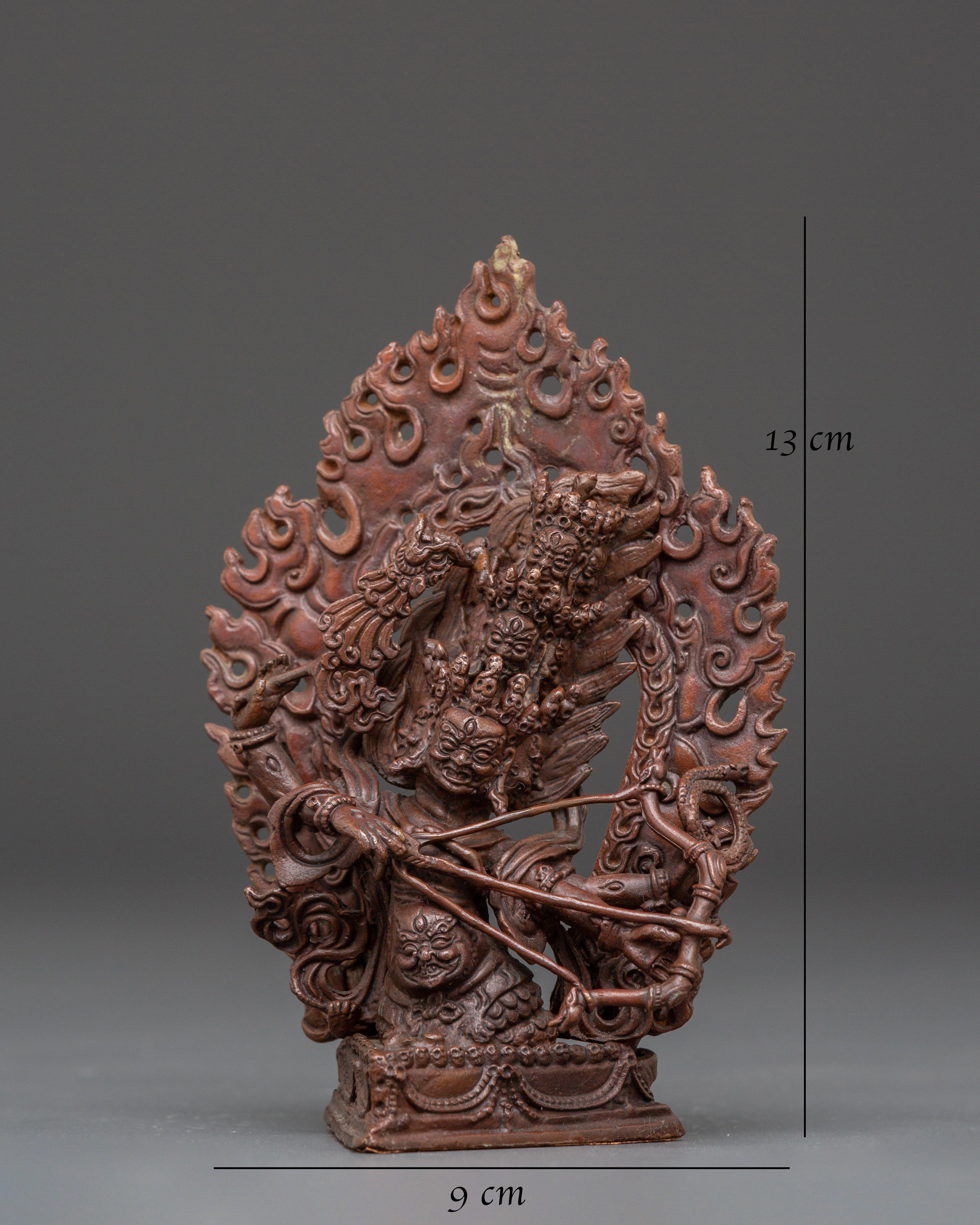Sacred Dharma Protector Rahula Statue | Oxidized Copper Buddhist Deity Sculpture