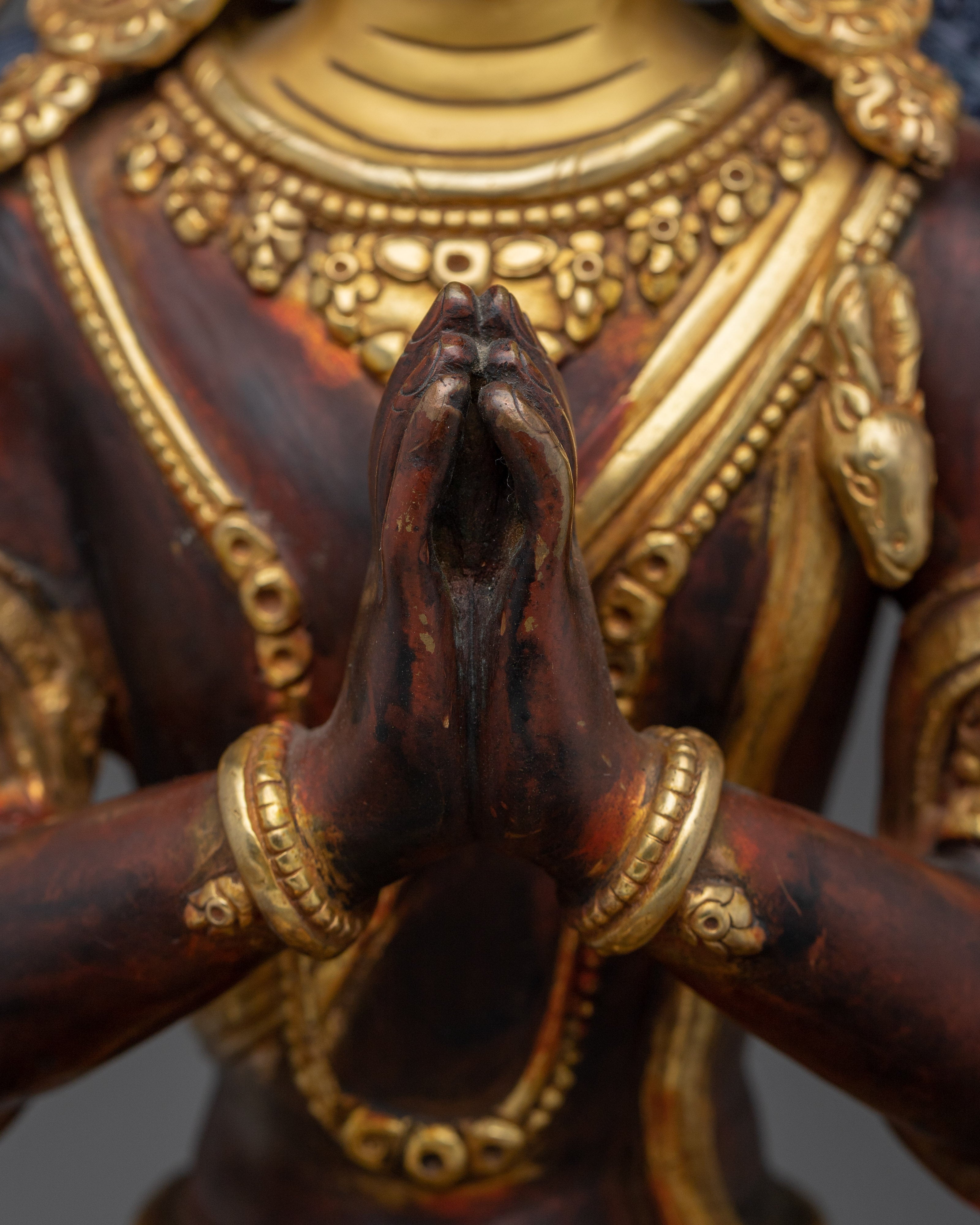 Golden Four Armed Chenrezig Figurine | Spiritual Enlightenment