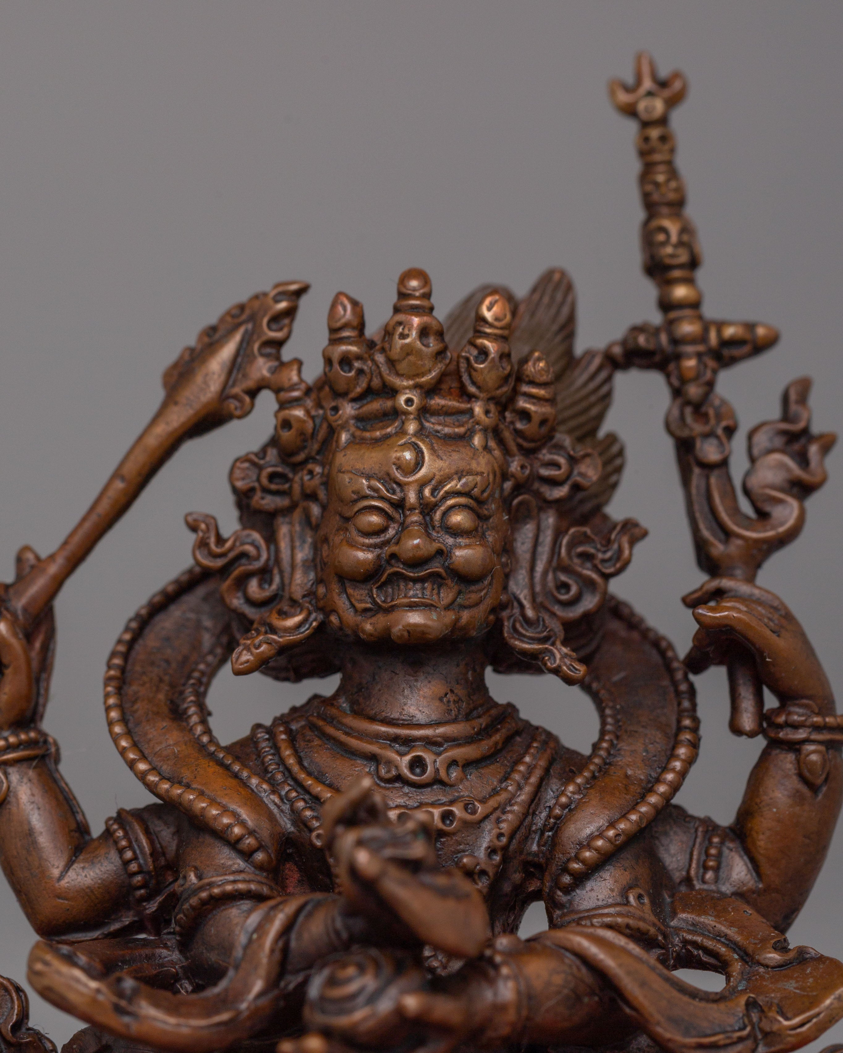 Tibetan Four-Armed Mahakala Statue | Symbolizing Spiritual Protection and Transformation