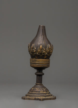 Sacred Tibetan Lotus Lamp for Altar and Ritual Use | Antique Brass Decor