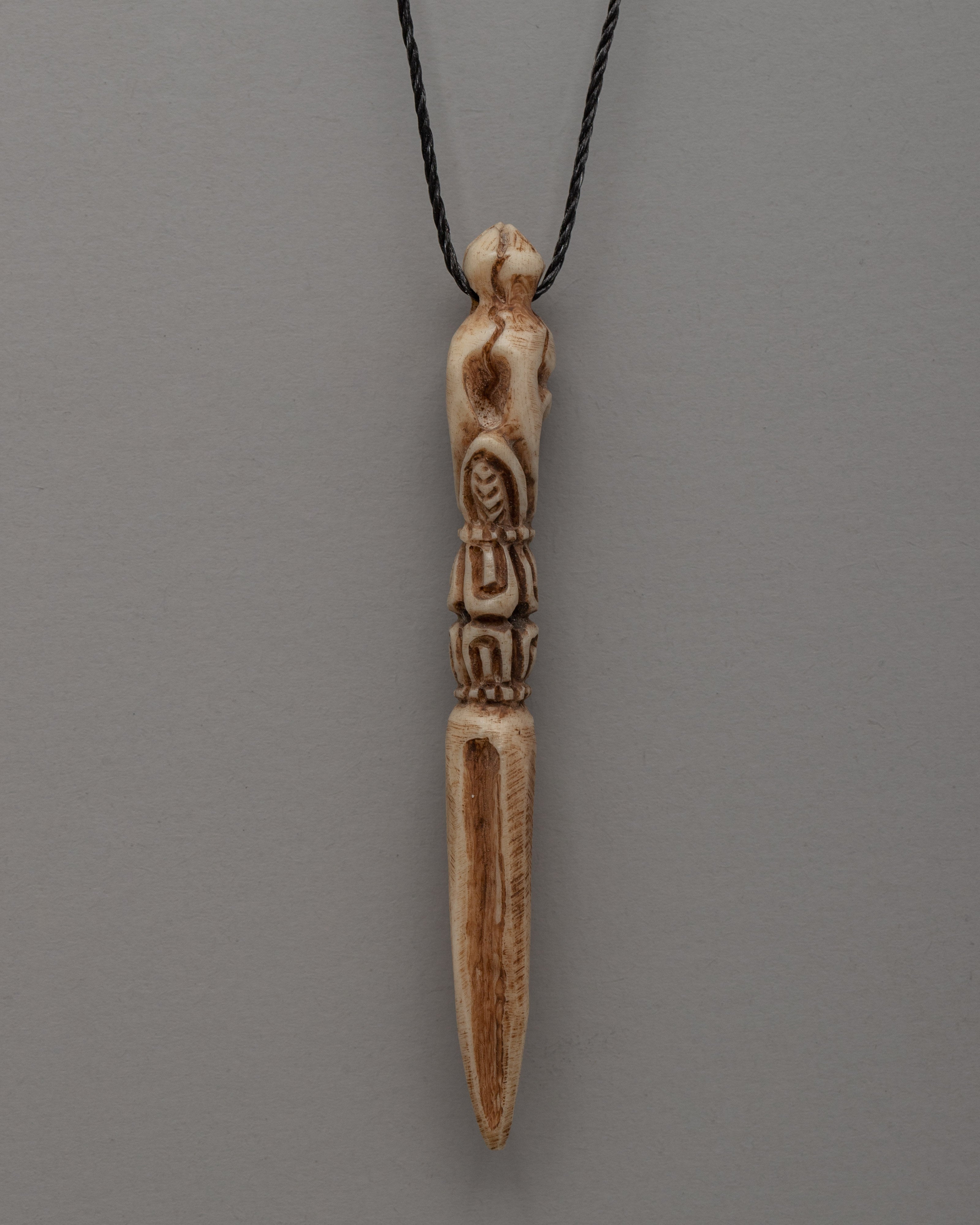 Hand-Carved Buffalo Bone Buddhist Locket | Traditional Tibetan Unique Artisan Jewelry