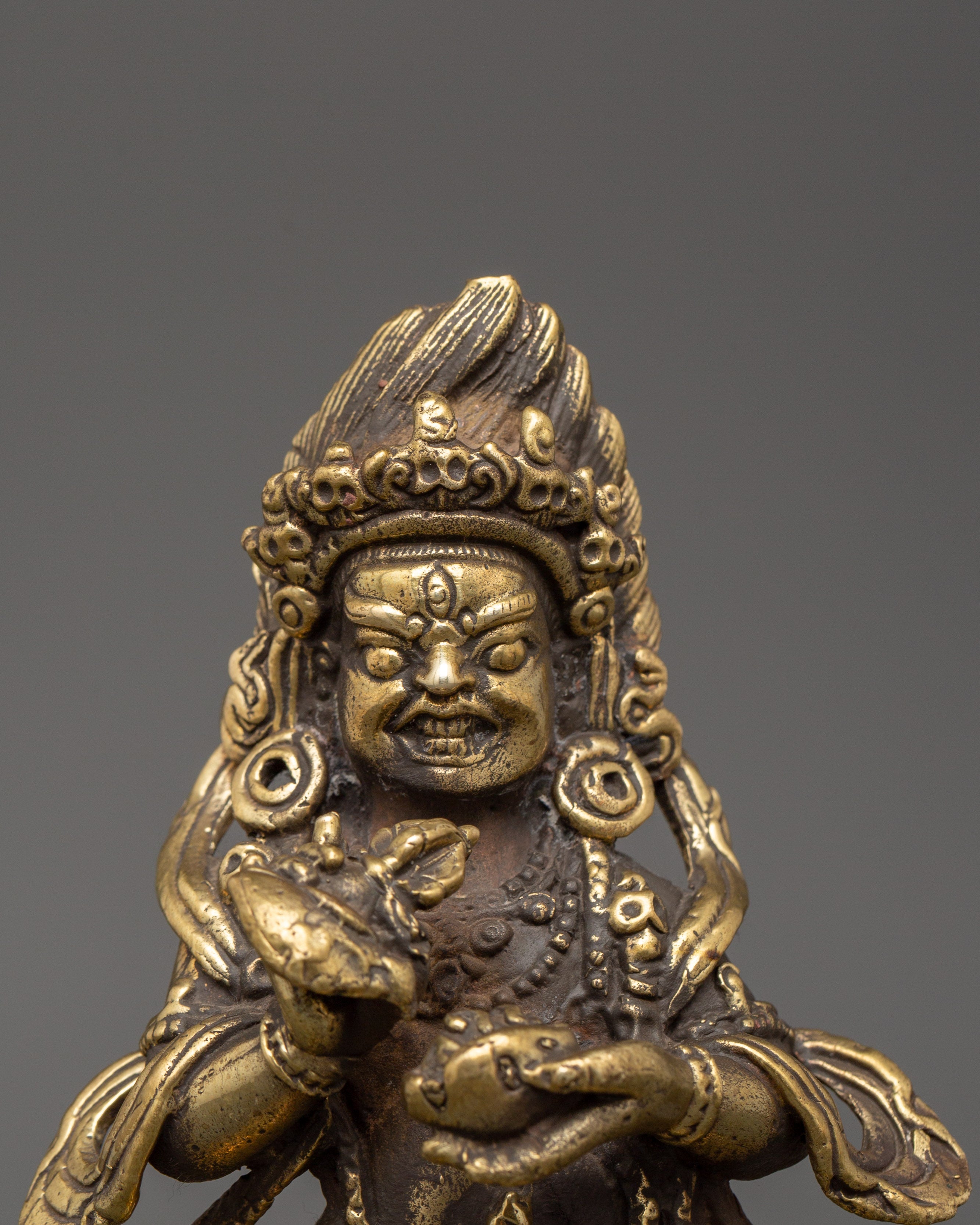 Handcrafted Brass Mahakala Bernagchen Statue | Buddhist Home Decor