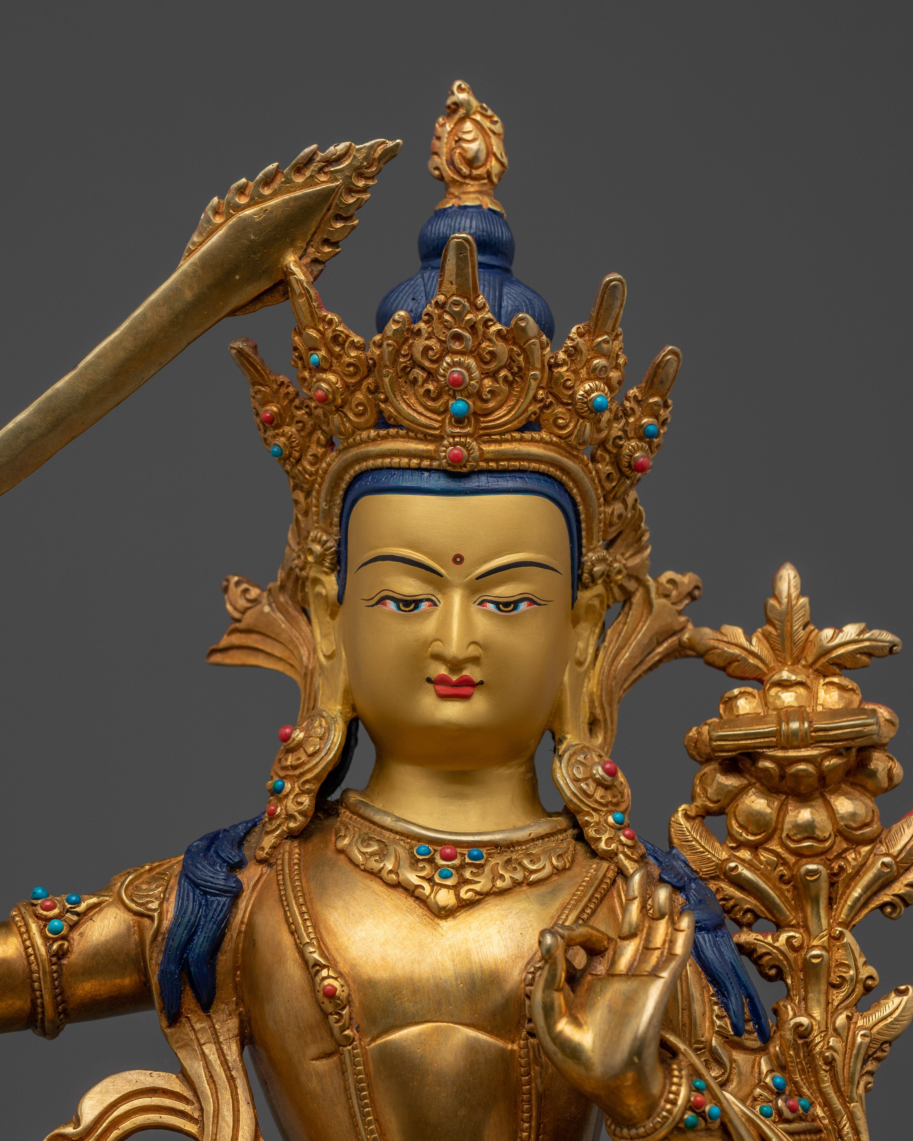 Enlightenment Deity Manjushri Sculpture | Sword-Wielding Wisdom Deity