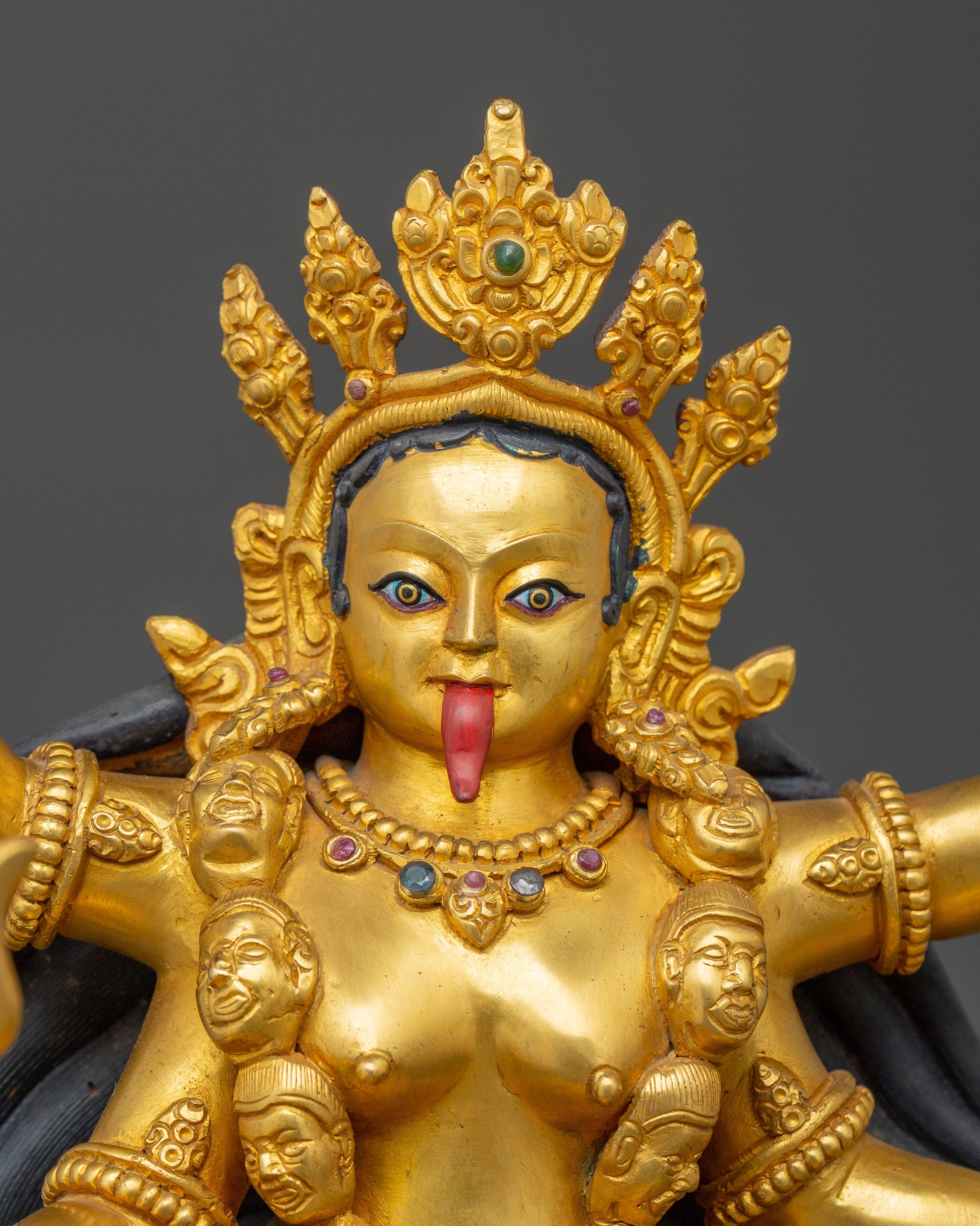 Copper Mahakali Statue | Copper Body with Gold Plating