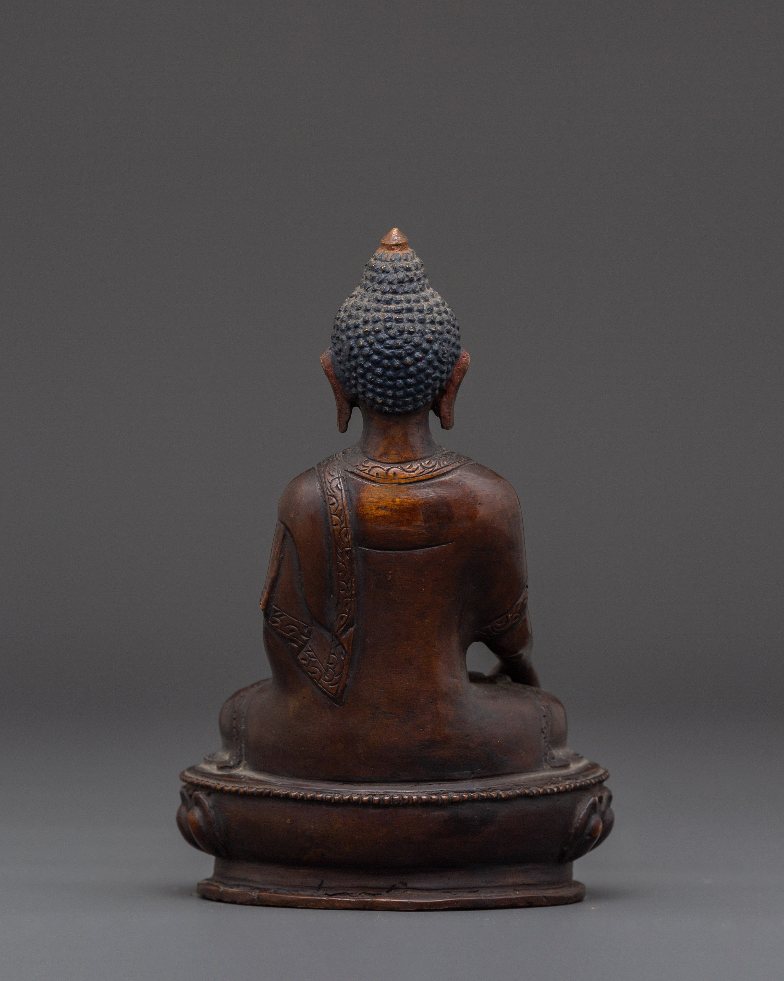 Enlightenment Buddha Shakyamuni | Oxidized Copper Buddha Statue