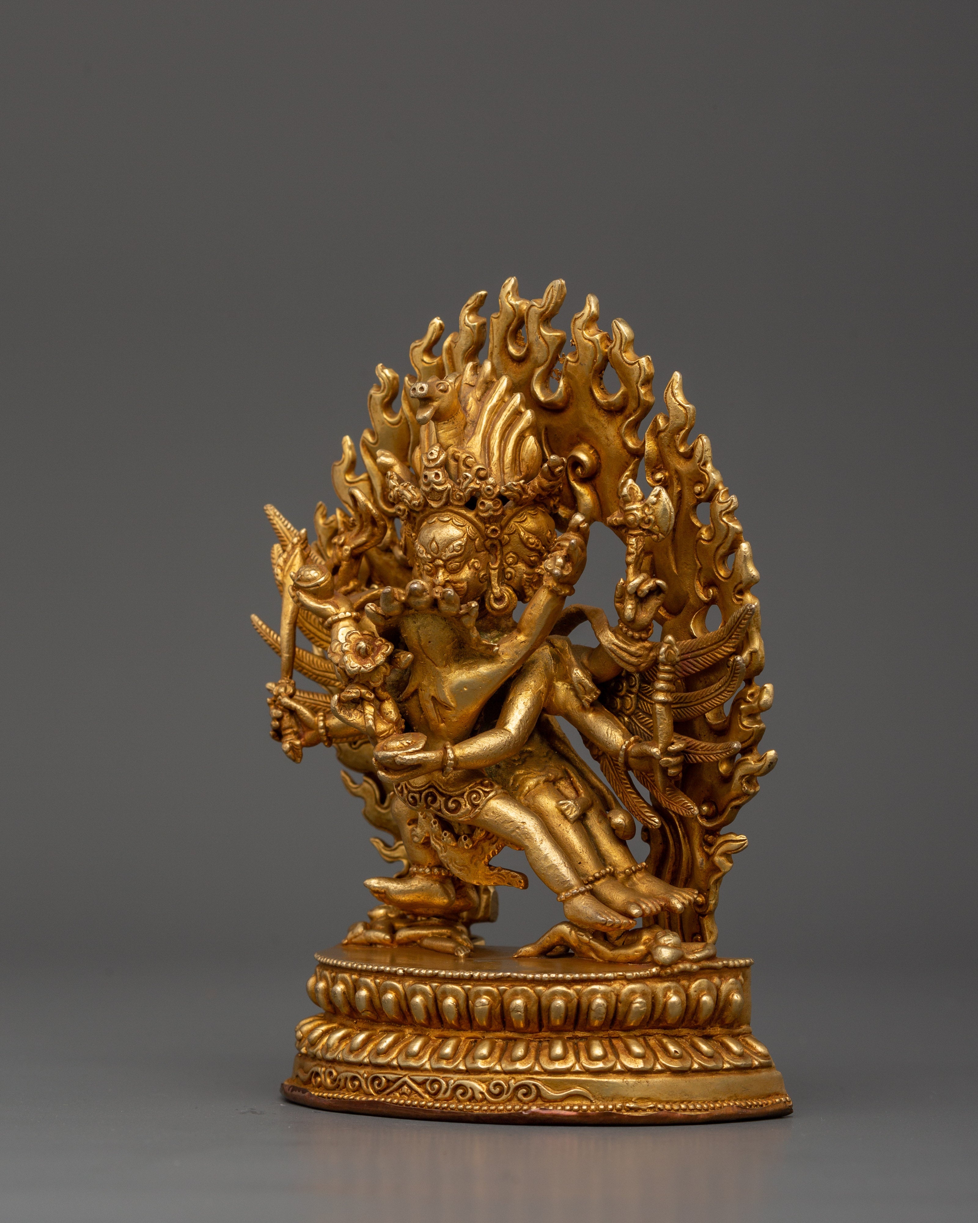 Gold Plated Hayagriva Statue | Copper Tantric Guardian for Protection