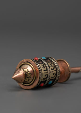 Spinning Mantra Prayer Wheel | Tibetan Buddhist gift for Shrine Altar