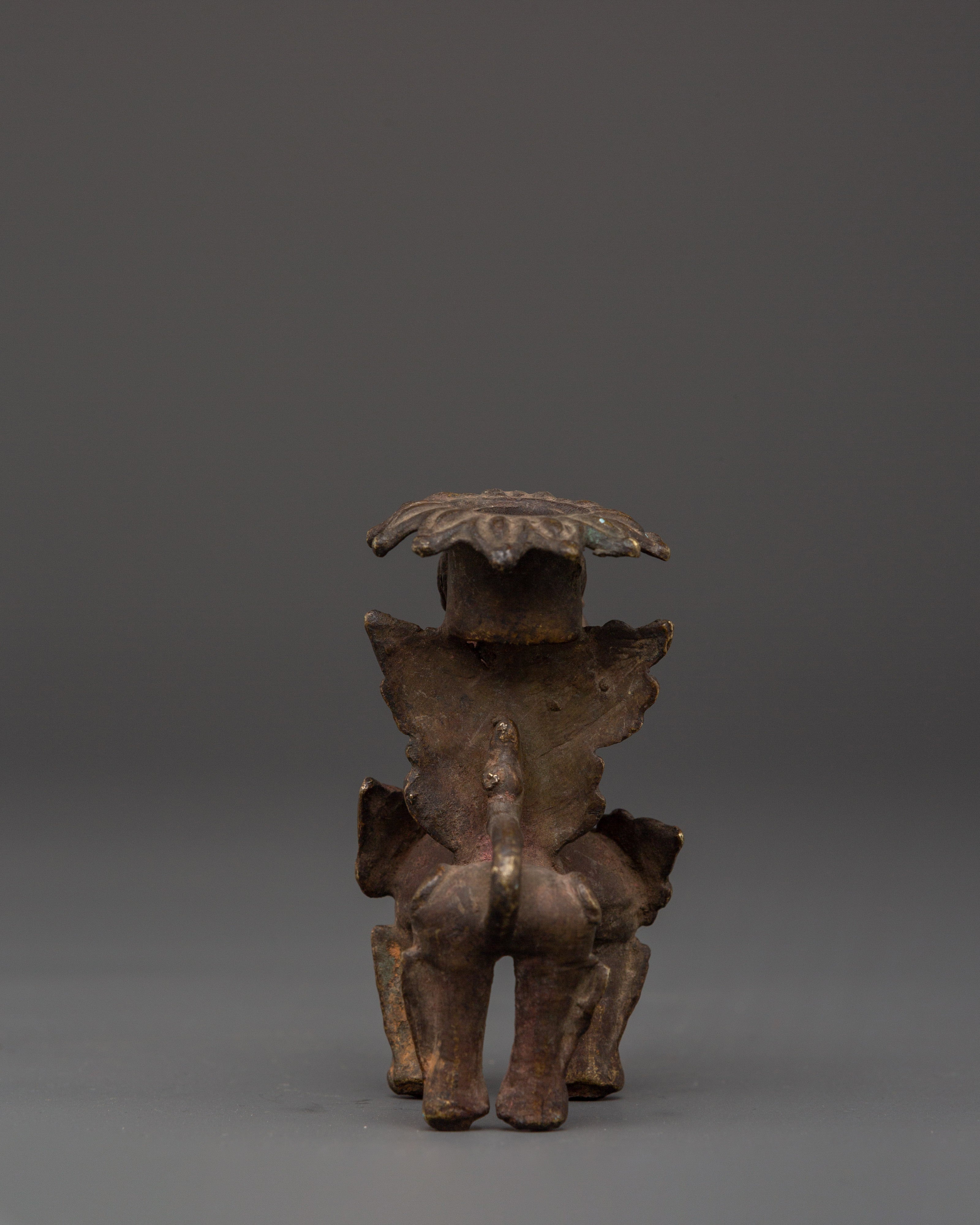 Bronze Lion Candle Holder for Hindu Rituals | Handcrafted Oil Lamp