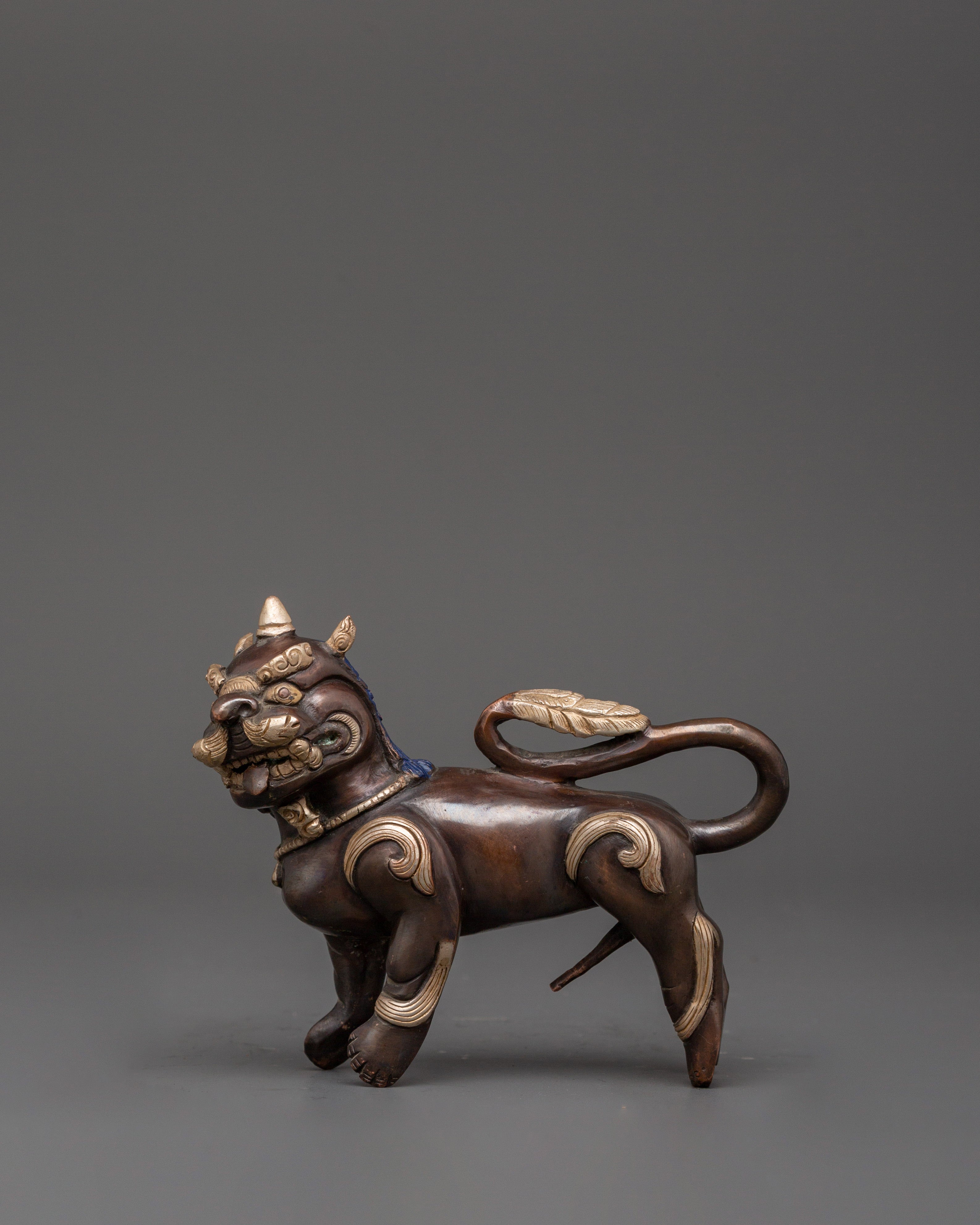 Tibetan Snow Lion Statue Set | Handcrafted Buddhist Guardian Figures